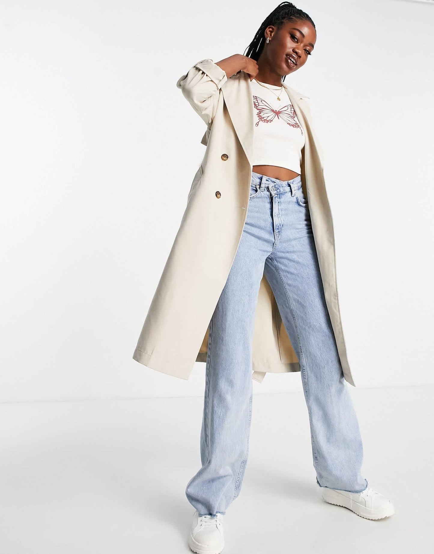 Stradivarius trench coat in light stone - ASOS Sample Sale