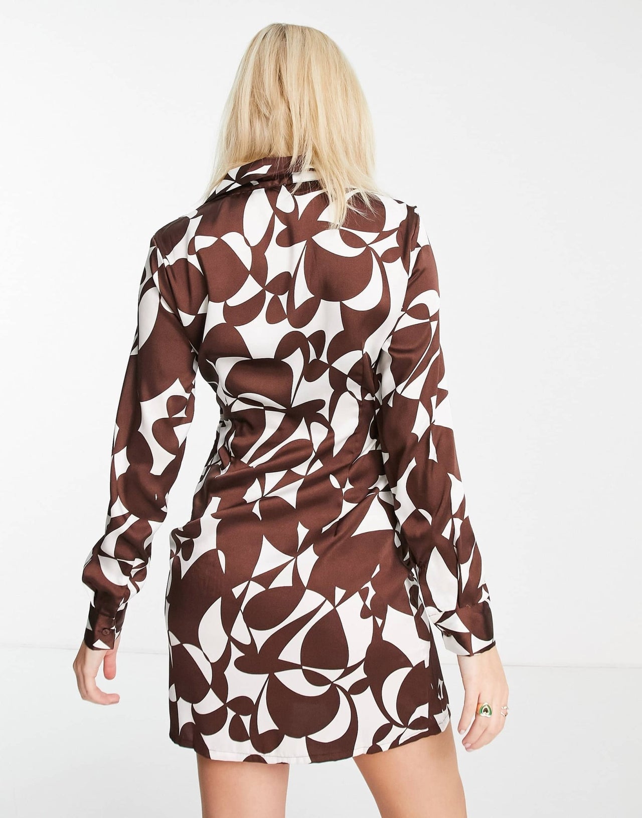 Stradivarius twist detail printed satin shirt dress - ASOS Sample Sale