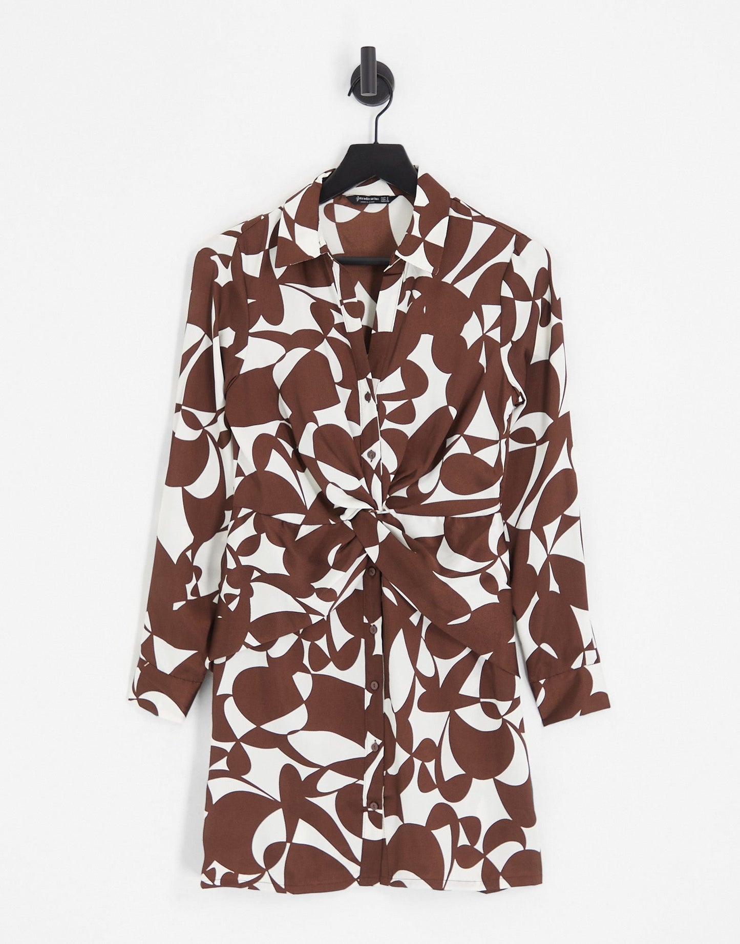 Stradivarius twist detail printed satin shirt dress - ASOS Sample Sale