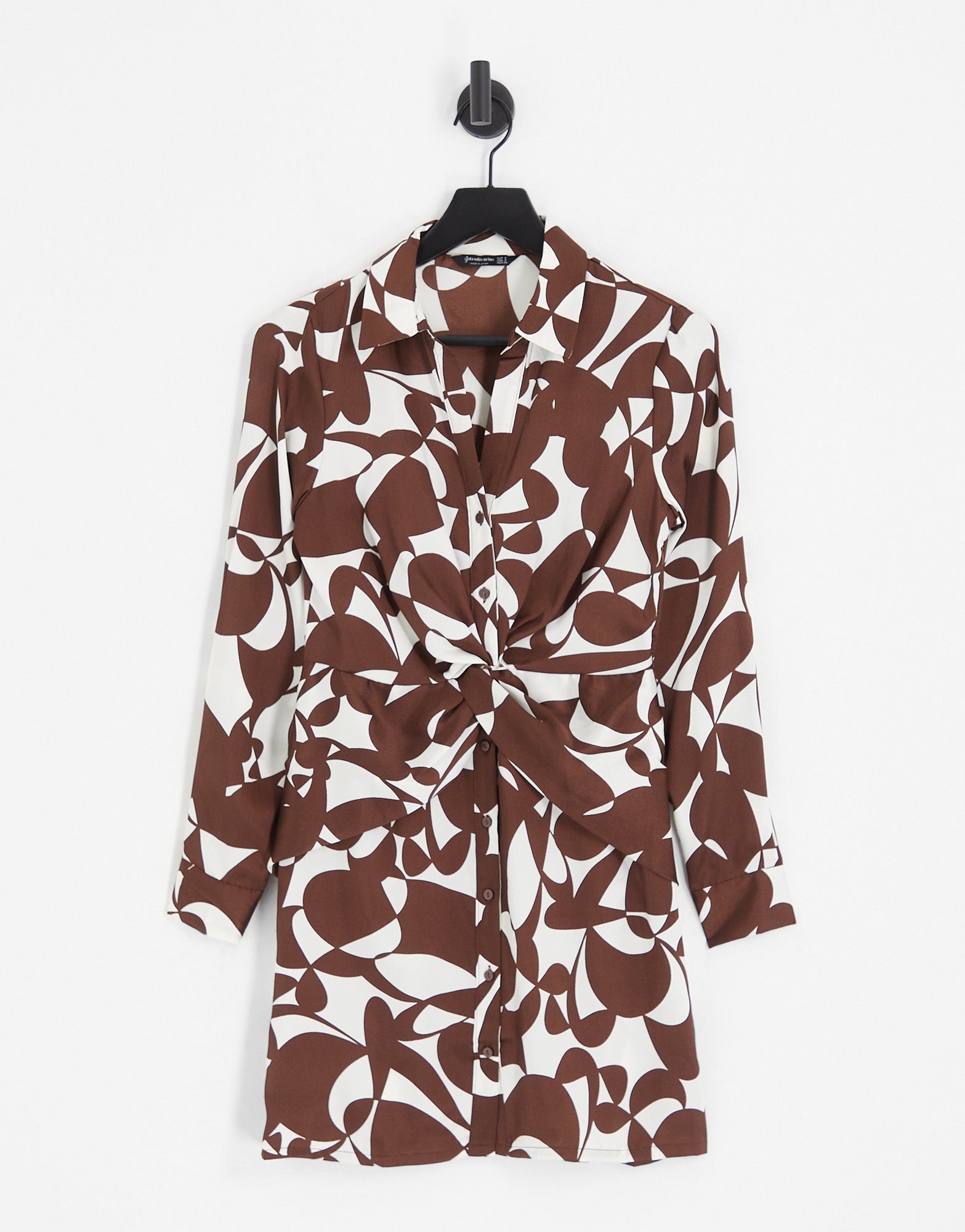 Stradivarius twist detail printed satin shirt dress - ASOS Sample Sale
