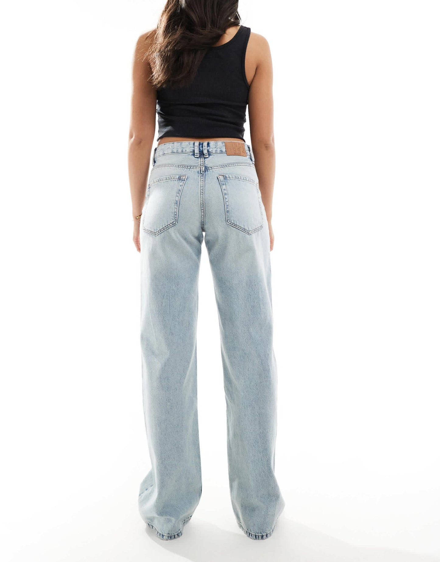 Stradivarius twist waist jean in medium wash blue - ASOS Sample Sale