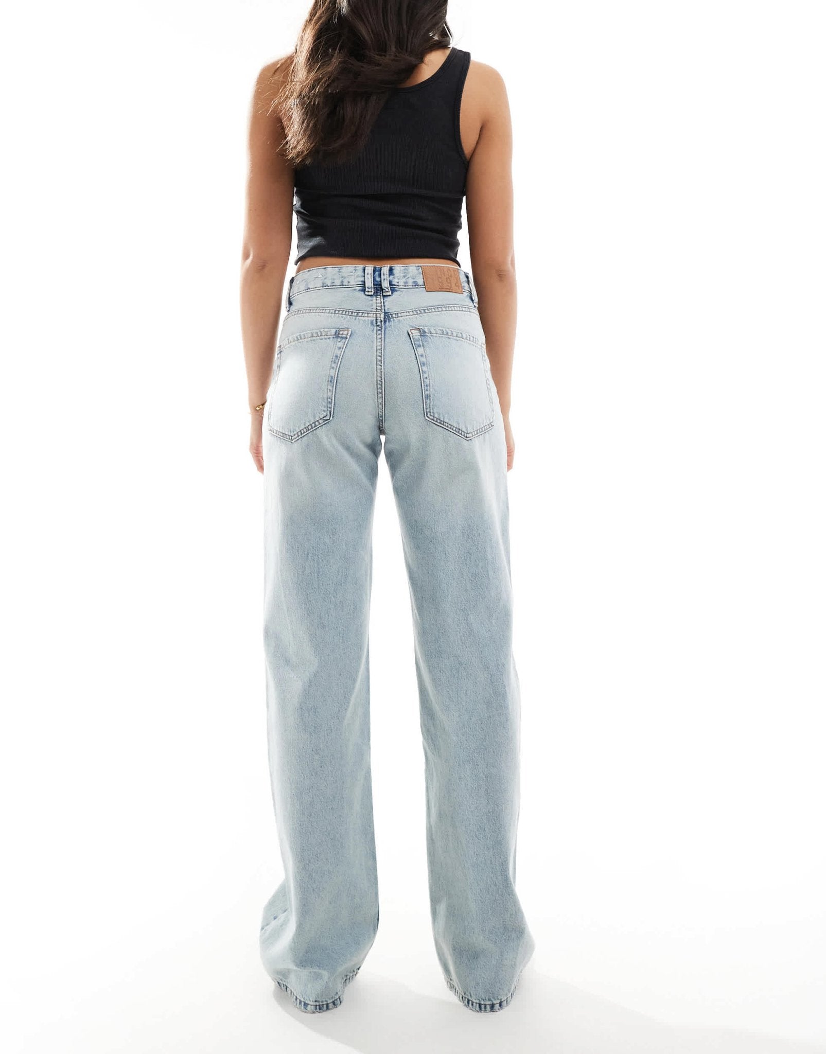 Stradivarius twist waist jean in medium wash blue - ASOS Sample Sale