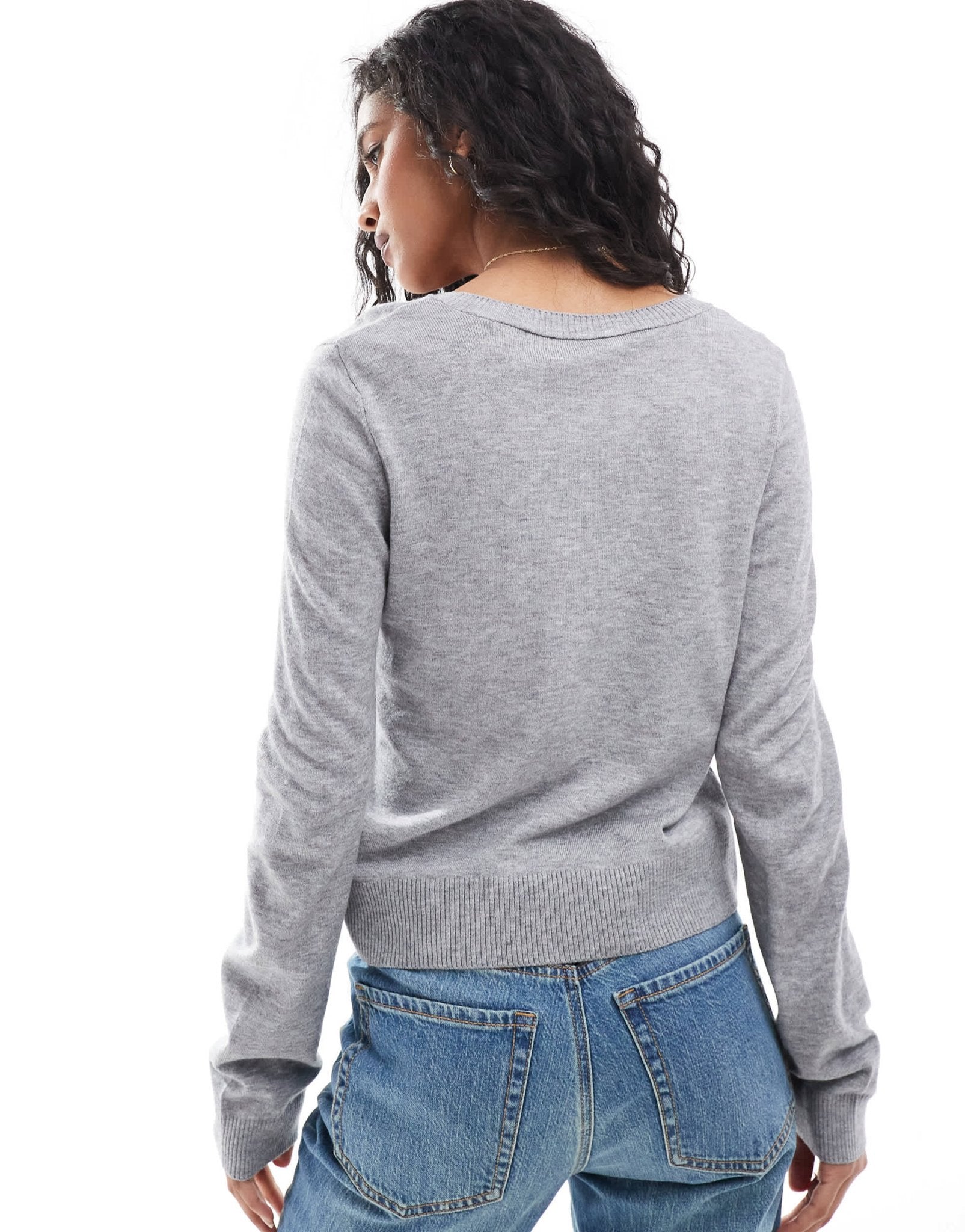 Stradivarius v neck jumper in grey - ASOS Sample Sale