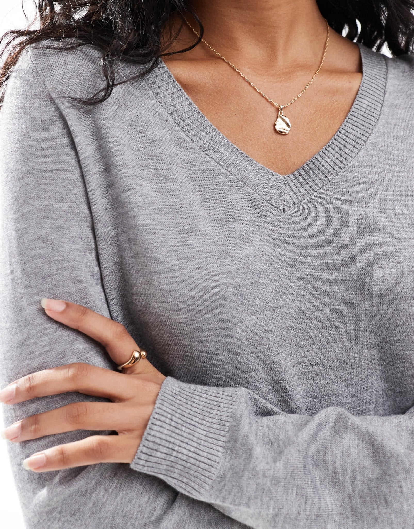 Stradivarius v neck jumper in grey - ASOS Sample Sale
