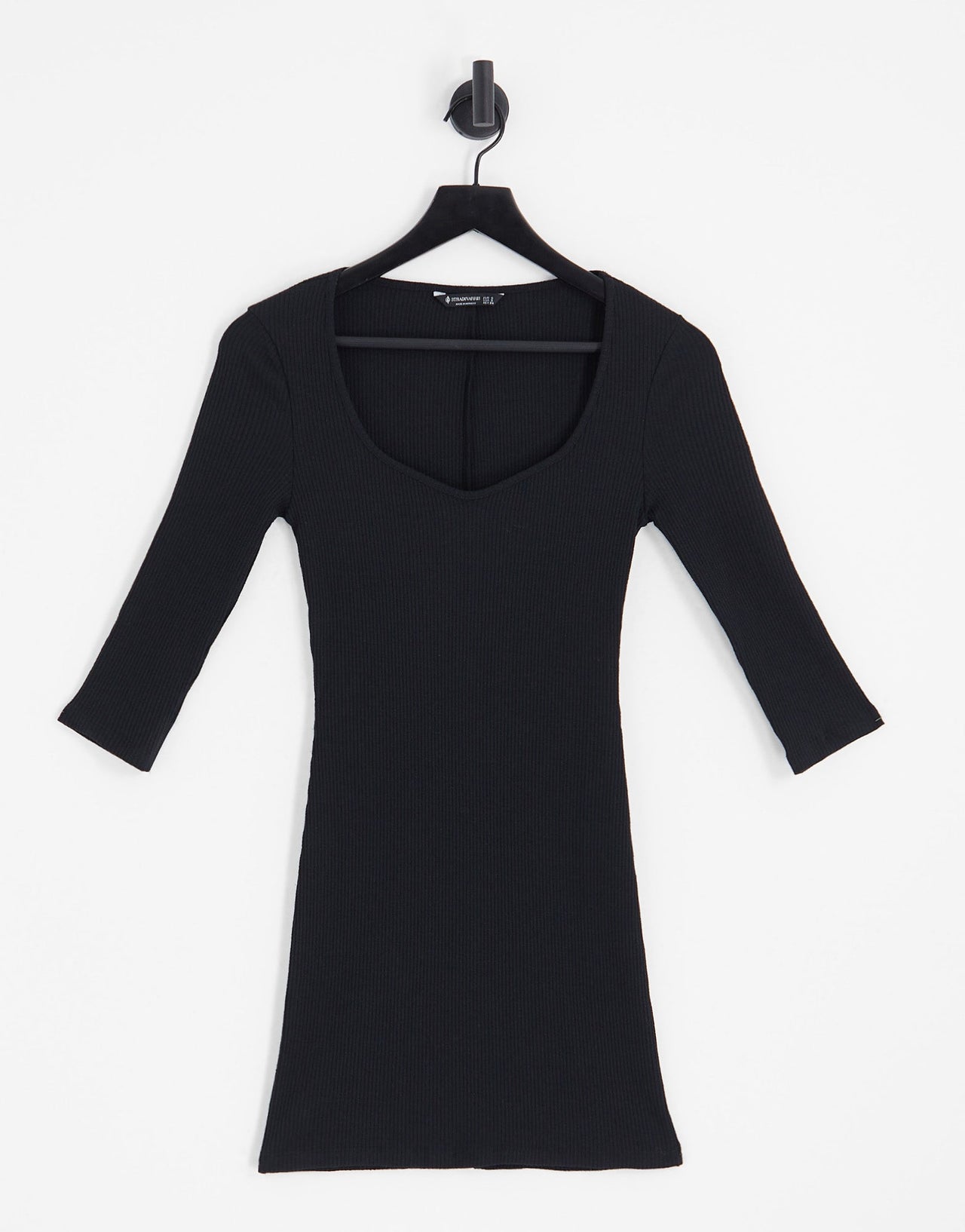 Stradivarius v neck knitted mini dress in black - ASOS Sample Sale