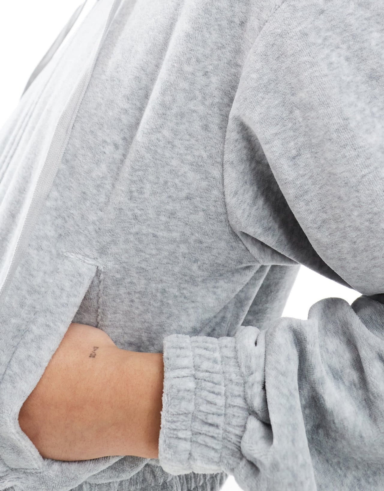 Stradivarius velor zipper jacket in light grey - ASOS Sample Sale