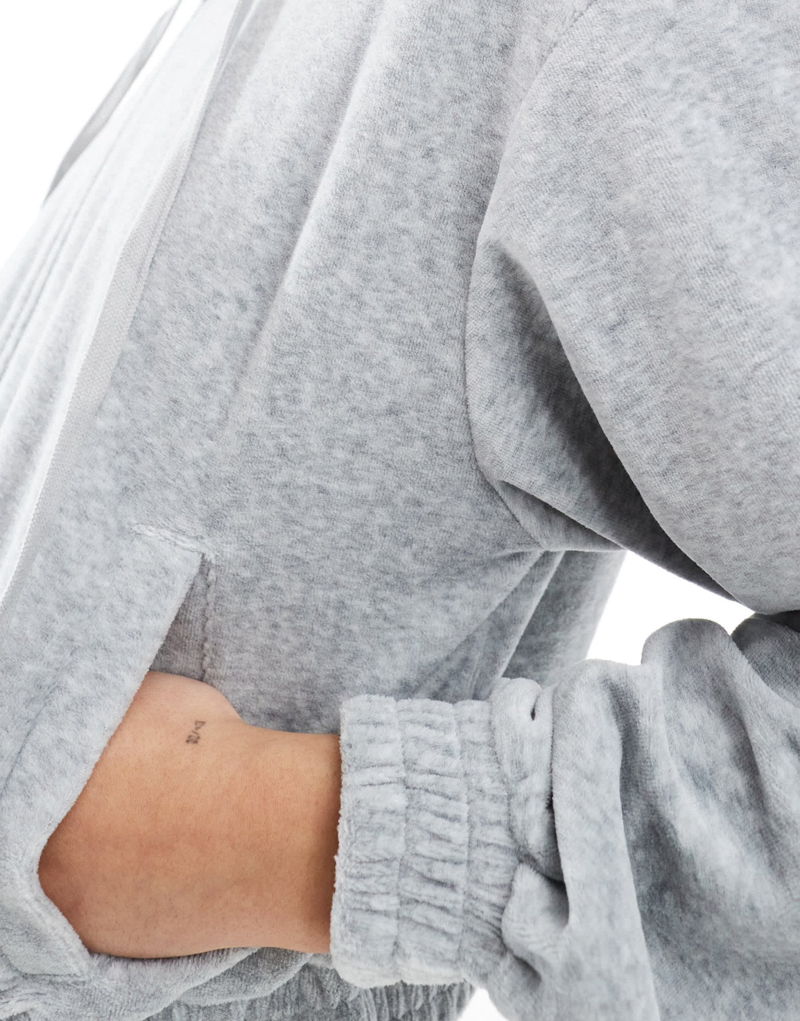 Stradivarius velor zipper jacket in light grey - ASOS Sample Sale