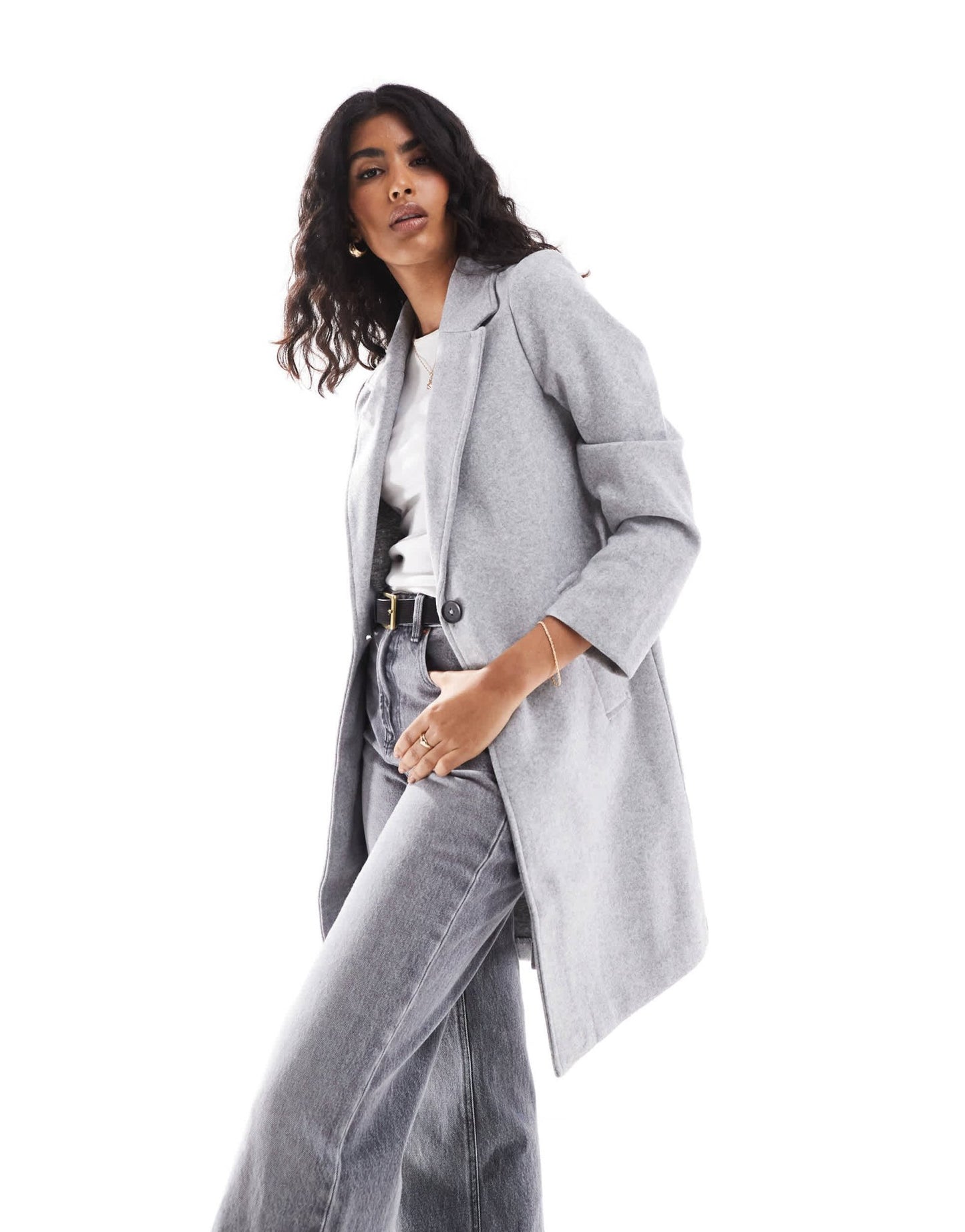 Stradivarius wool look jacket in grey - ASOS Sample Sale