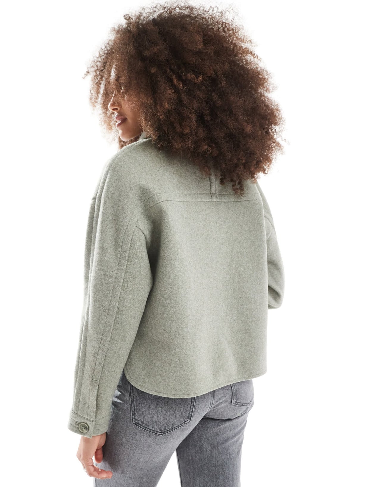 Stradivarius wool look trucker jacket in pastel green - ASOS Sample Sale