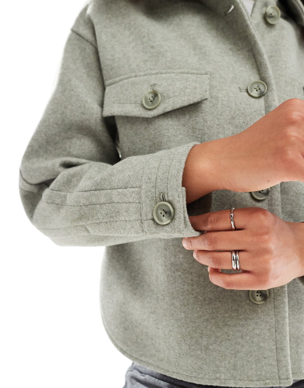 Stradivarius wool look trucker jacket in pastel green - ASOS Sample Sale