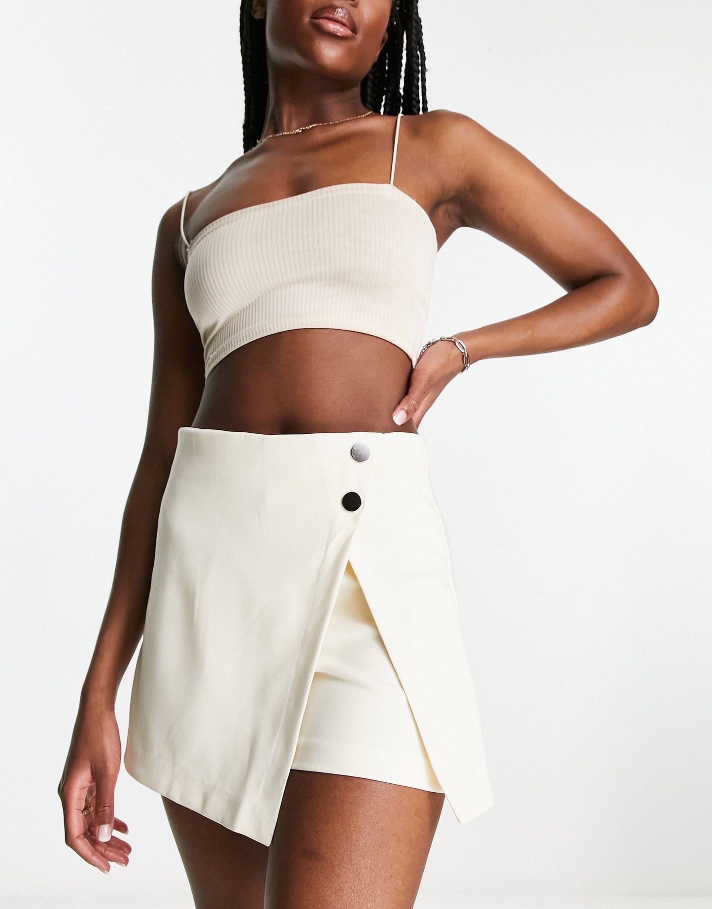 Stradivarius wrap skort in white - ASOS Sample Sale