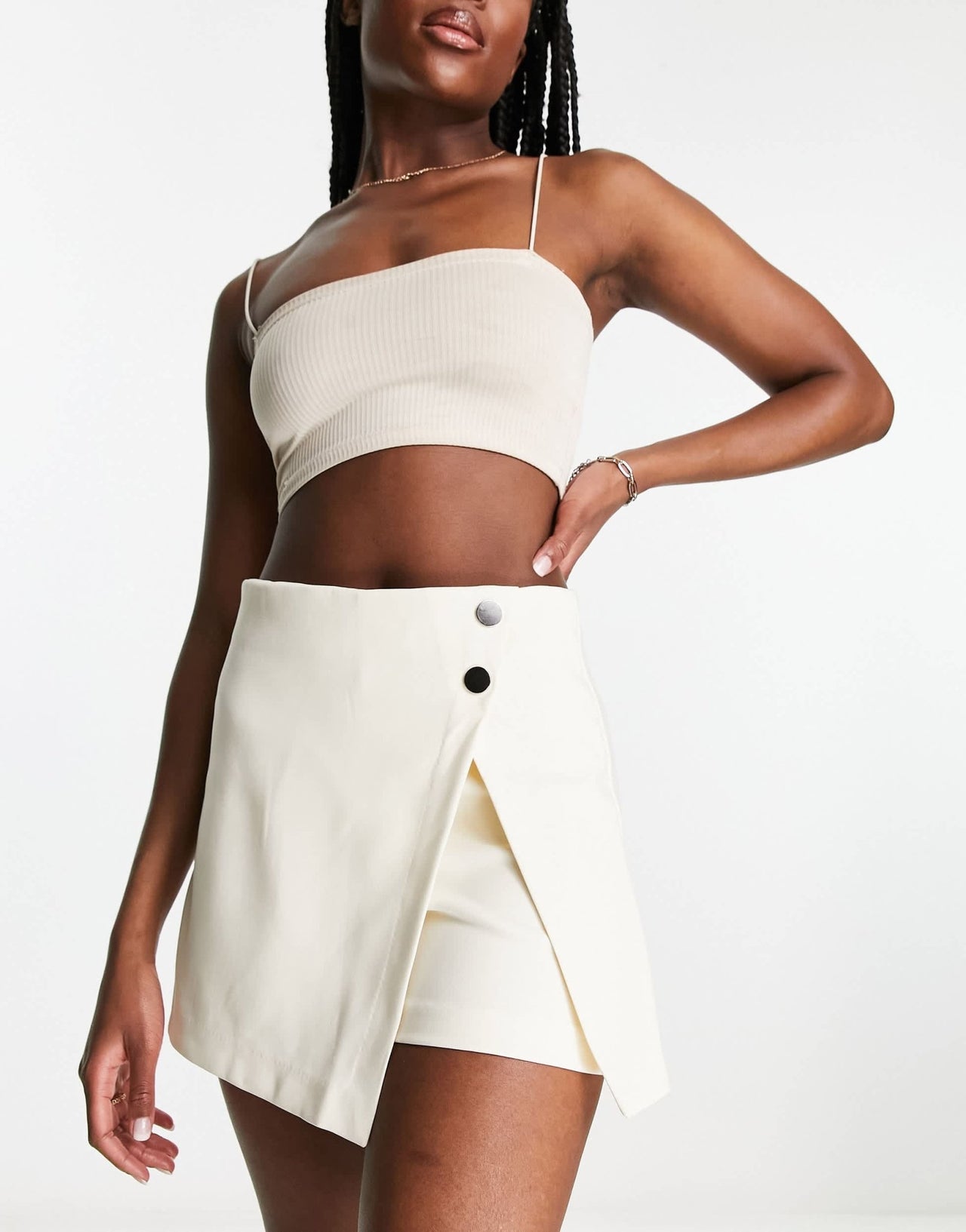 Stradivarius wrap skort in white - ASOS Sample Sale