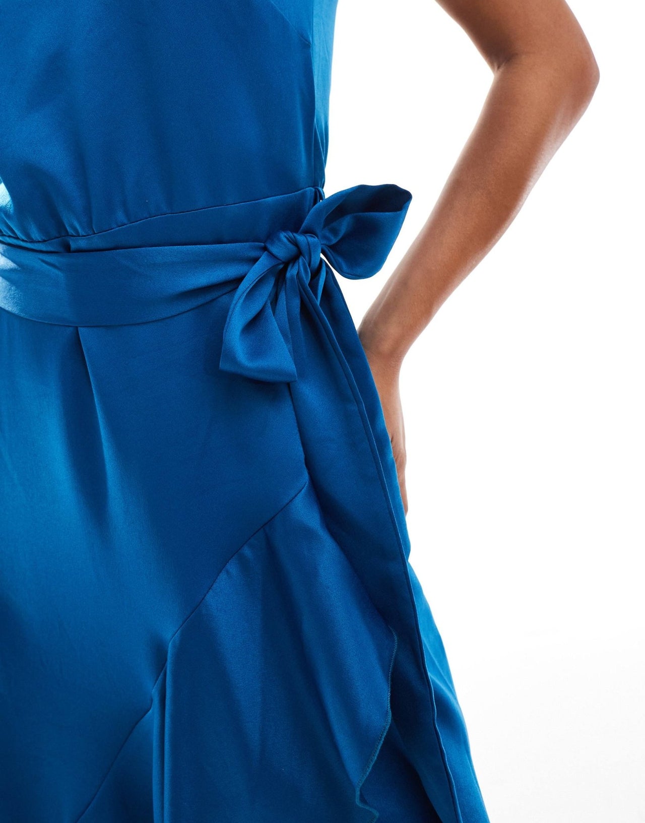 Style Cheat halterneck cami midi dress with tie waist in blue - ASOS Sample Sale