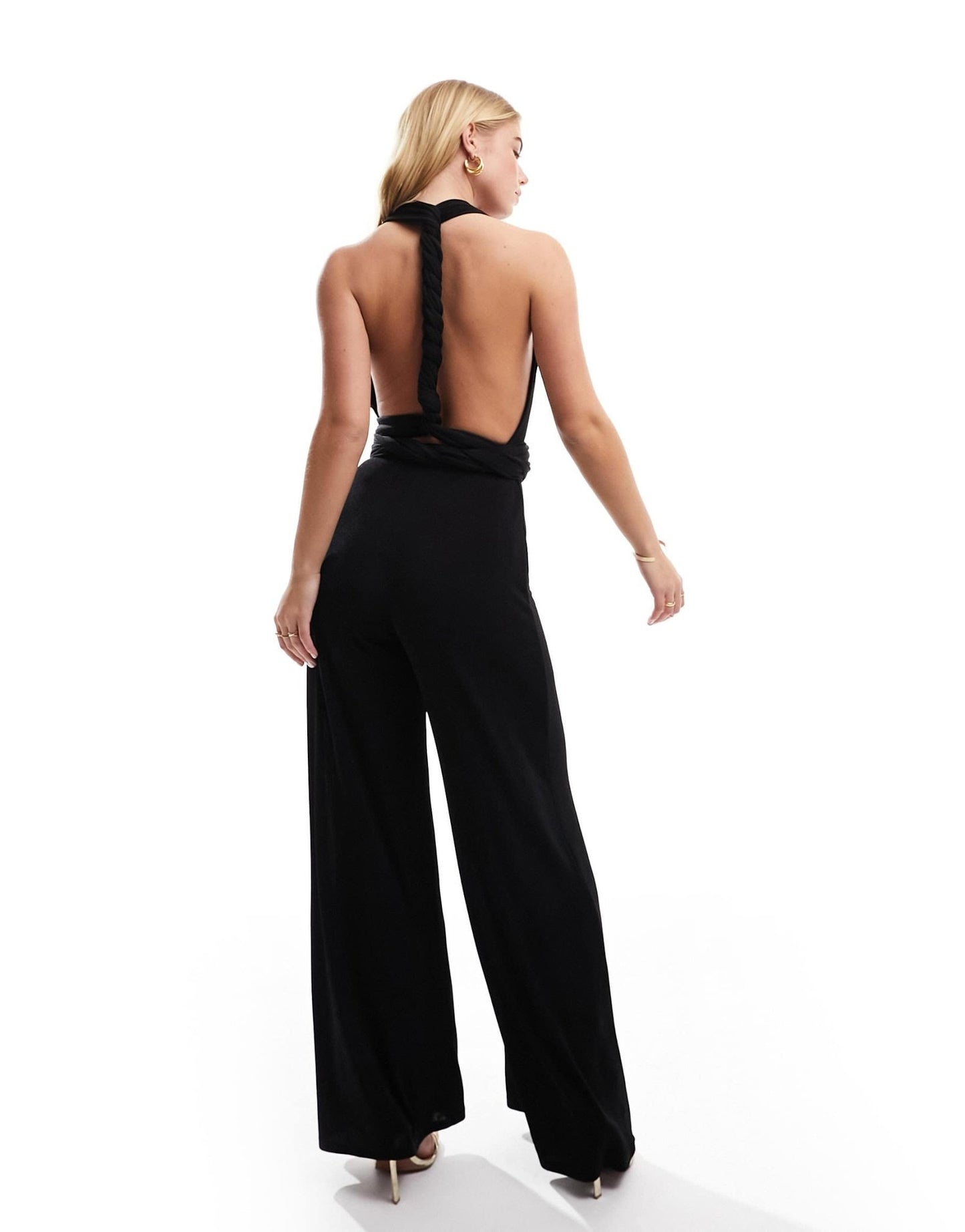Style Cheat multi way wide leg jumpsuit in black - ASOS Sample Sale