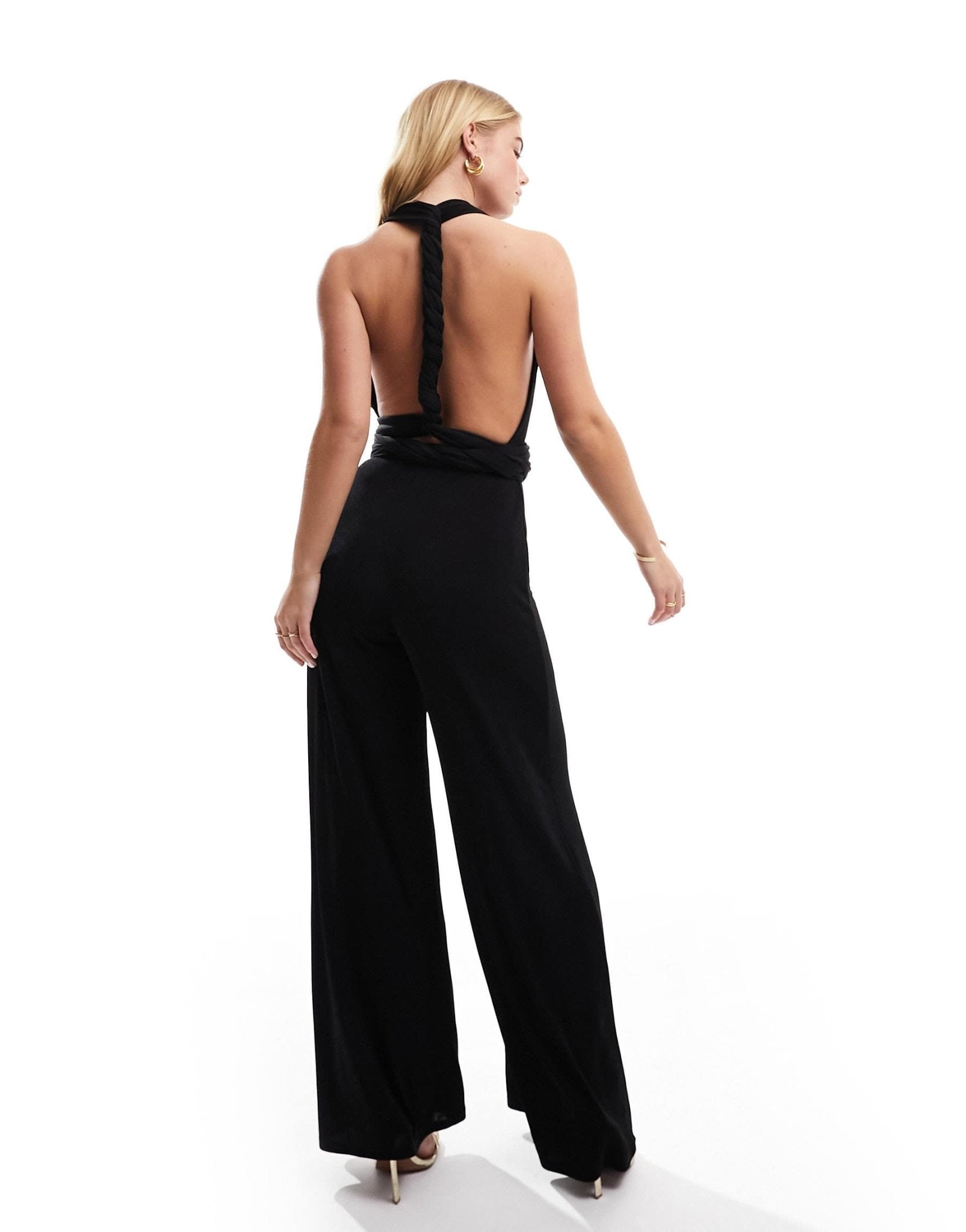Style Cheat multi way wide leg jumpsuit in black - ASOS Sample Sale
