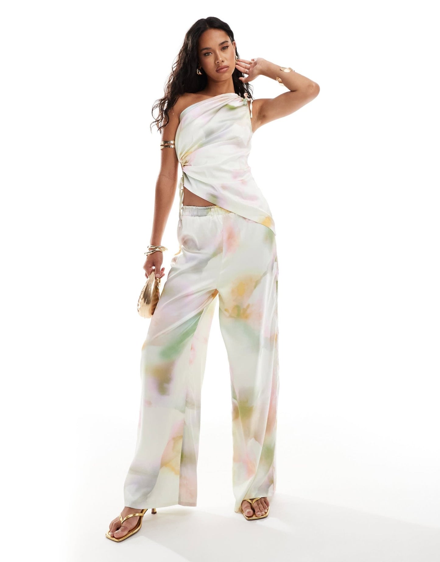 Style Cheat wide leg trousers in pastel marble print co - ord - ASOS Sample Sale