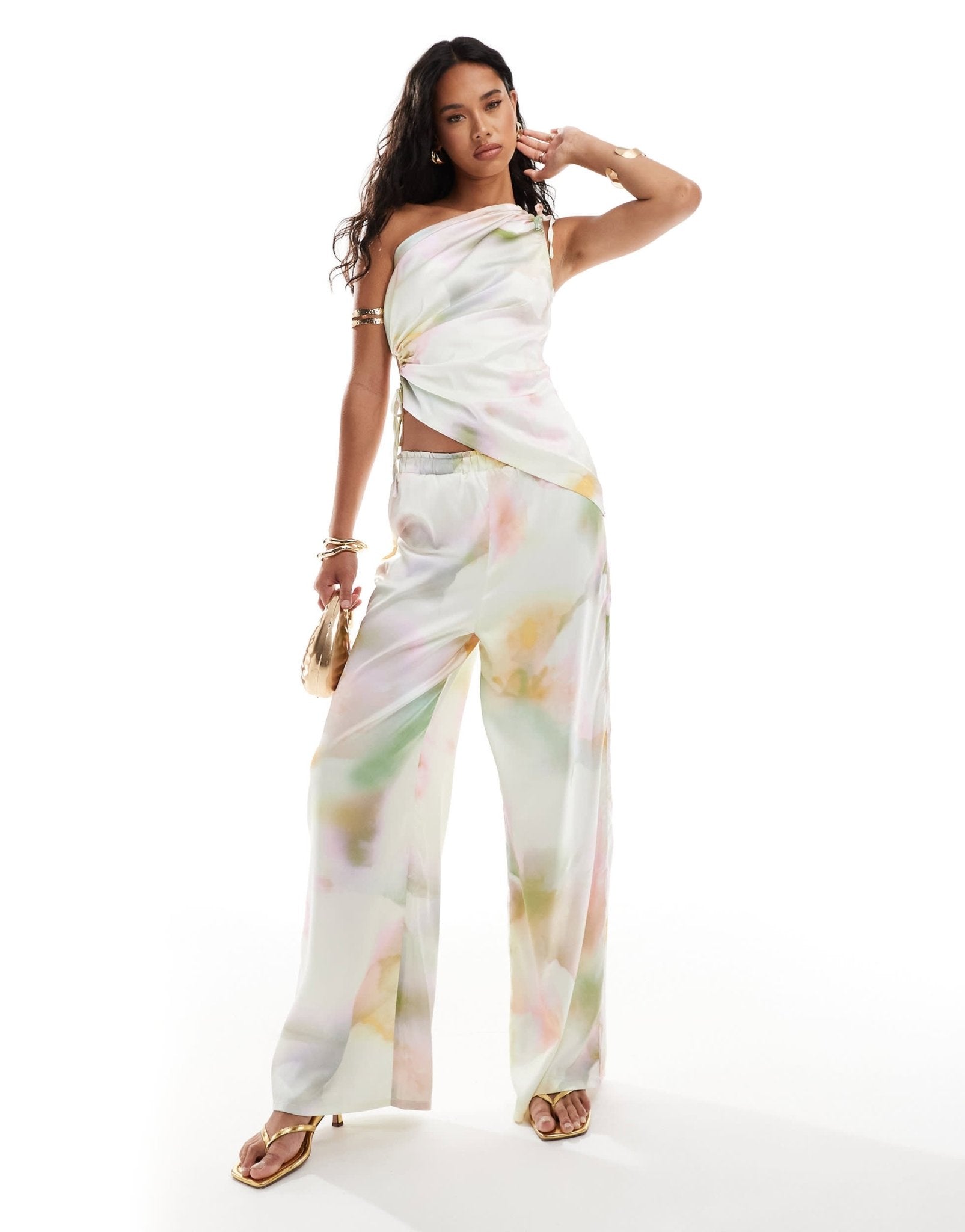 Style Cheat wide leg trousers in pastel marble print co - ord - ASOS Sample Sale