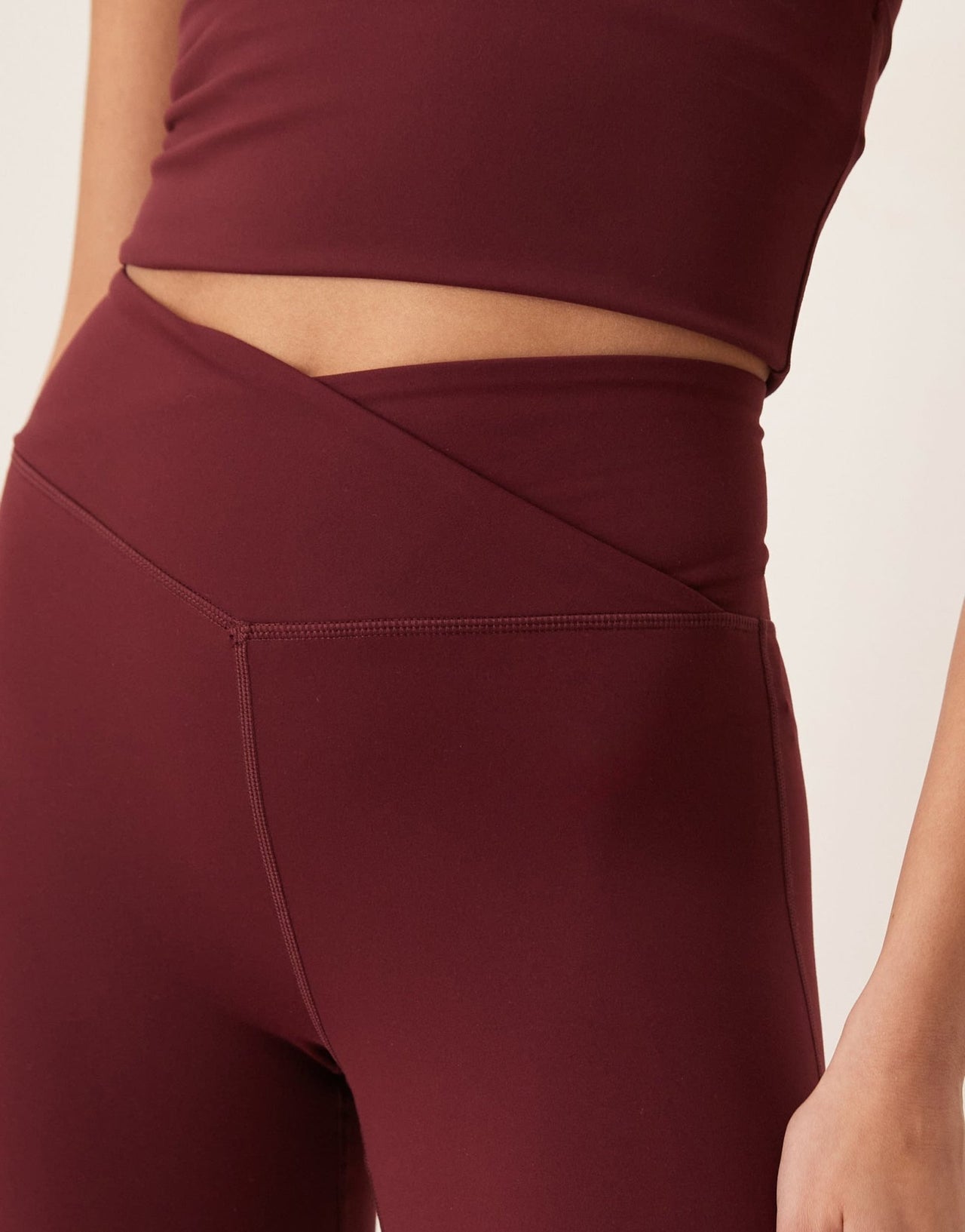 TALA DayFlex wrap high waisted flared yoga pant in burgundy - ASOS Sample Sale