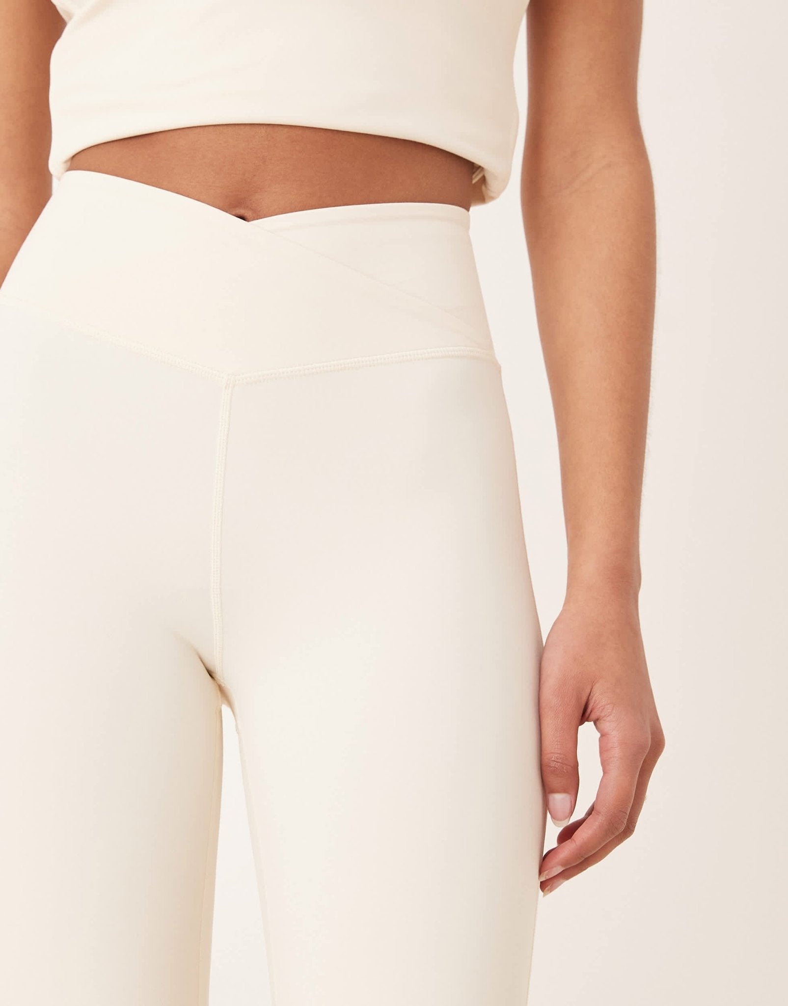 TALA DayFlex wrap high waisted flared yoga pant in cream - ASOS Sample Sale