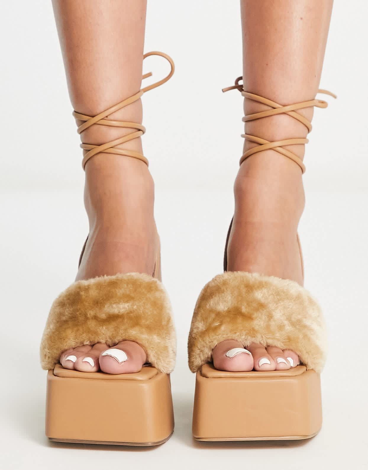Tammy Girl furry sandals in beige - ASOS Sample Sale