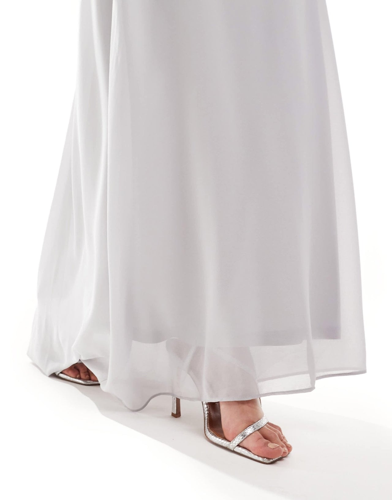 TFNC Bridesmaid chiffon cowl back maxi dress in silver - ASOS Sample Sale