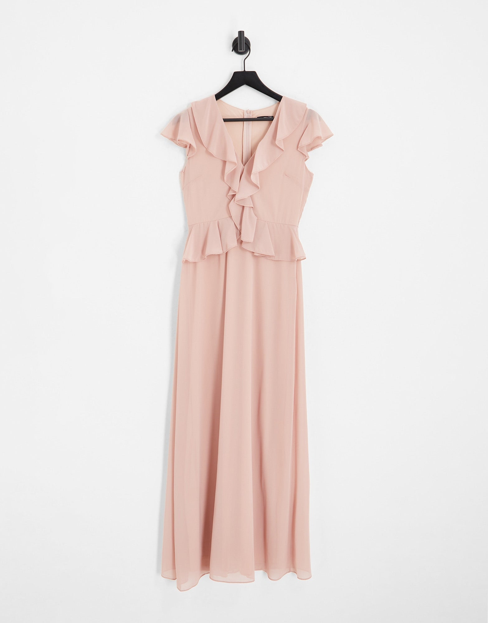 TFNC Bridesmaid chiffon maxi dress with frill detail in mauve - ASOS Sample Sale