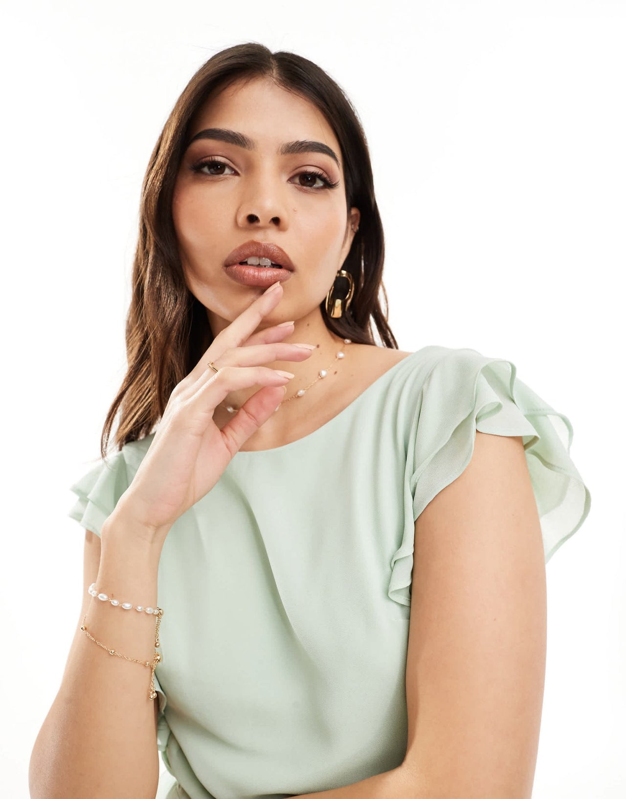 TFNC Bridesmaid chiffon twist back maxi dress with flutter sleeve in navy - ASOS Sample Sale