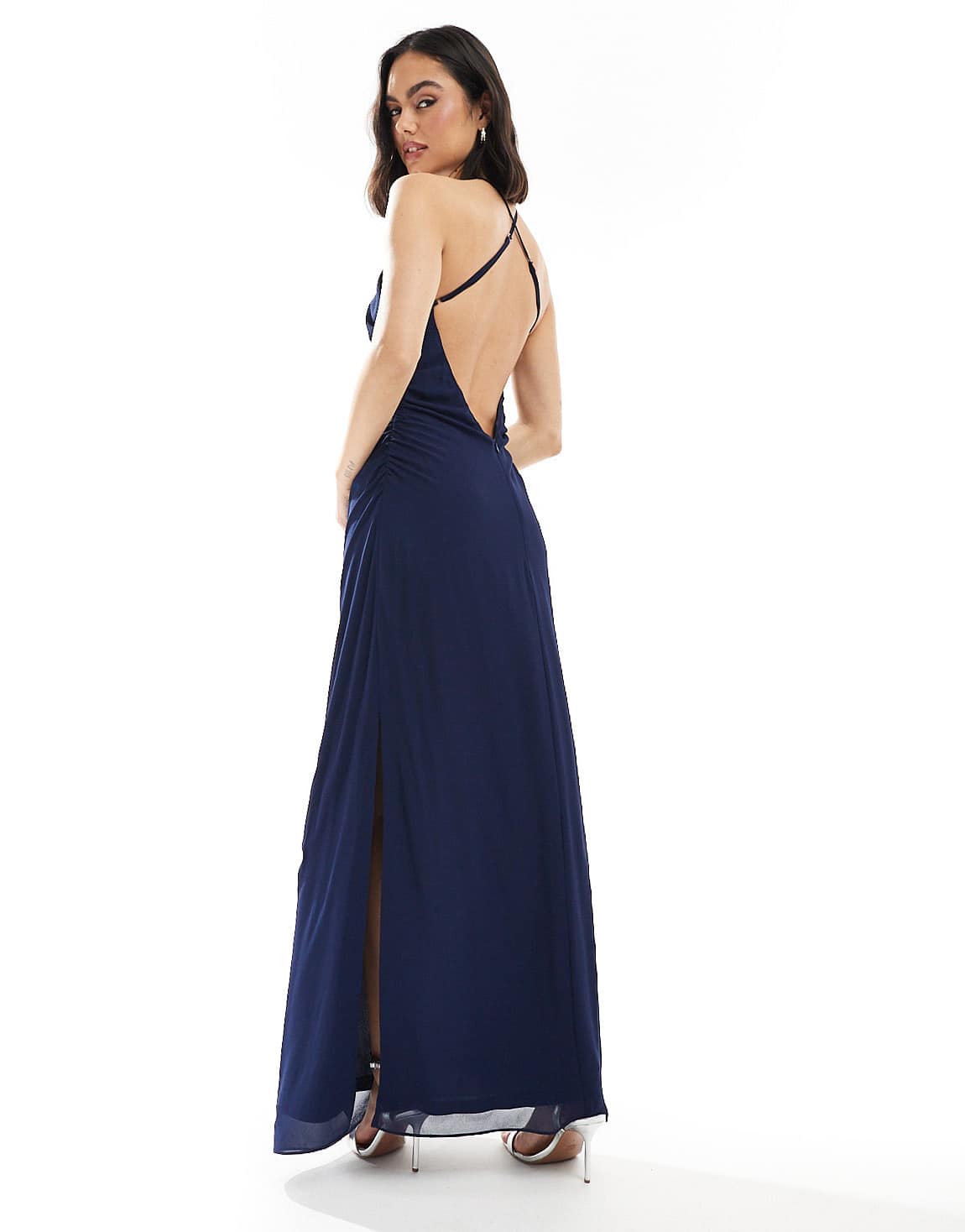 TFNC Bridesmaid cross front maxi dress with cowl back in navy - ASOS Sample Sale