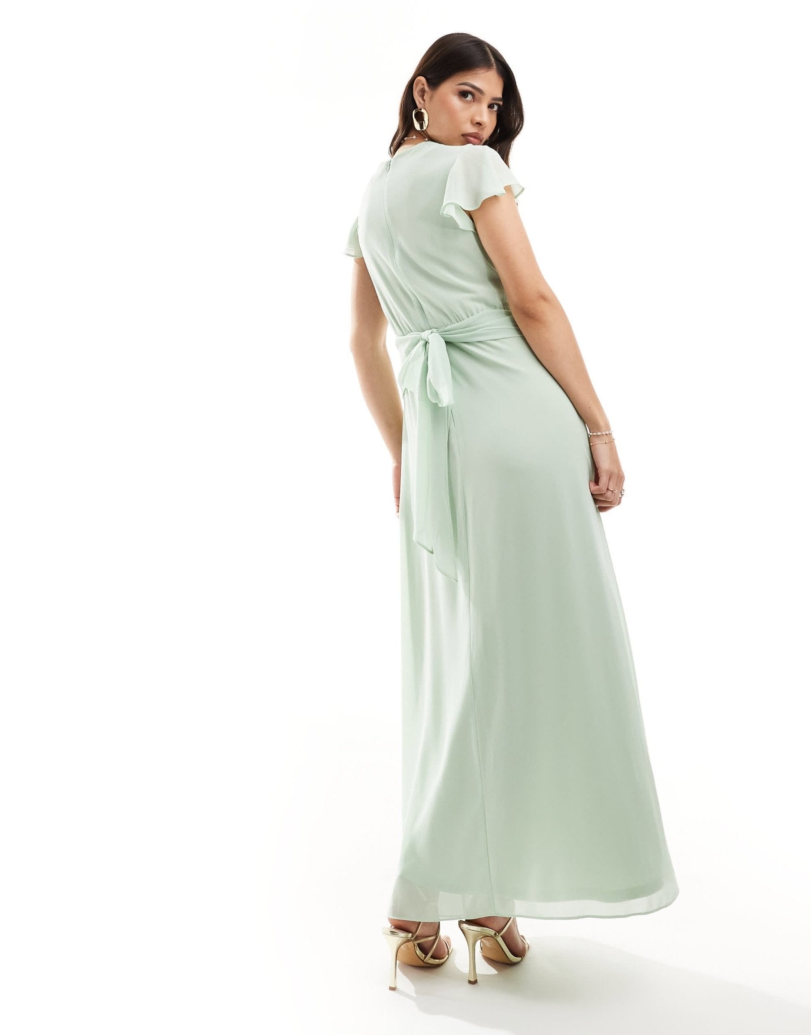 TFNC Bridesmaid wrap front maxi dress in fresh mint - ASOS Sample Sale