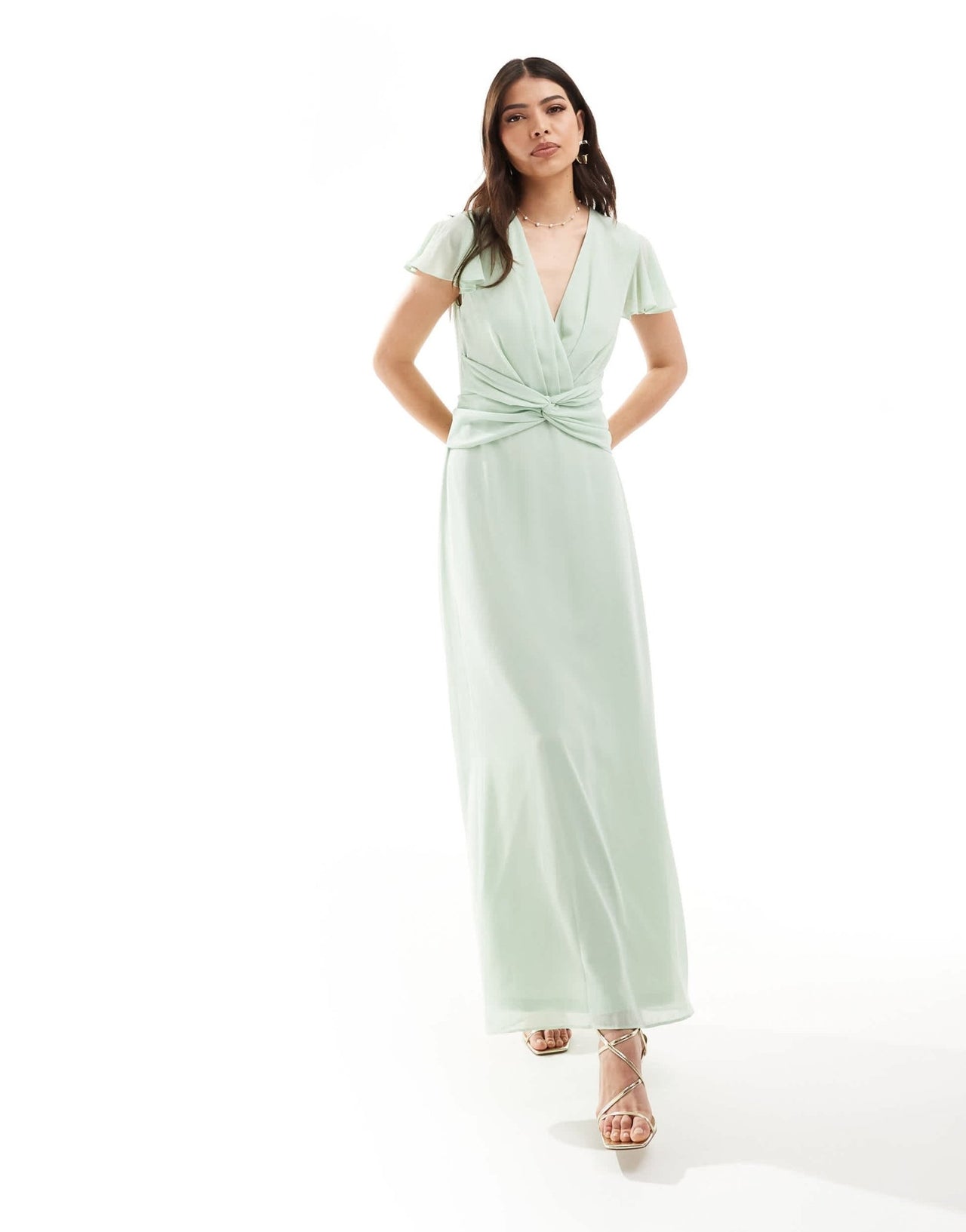 TFNC Bridesmaid wrap front maxi dress in fresh mint - ASOS Sample Sale