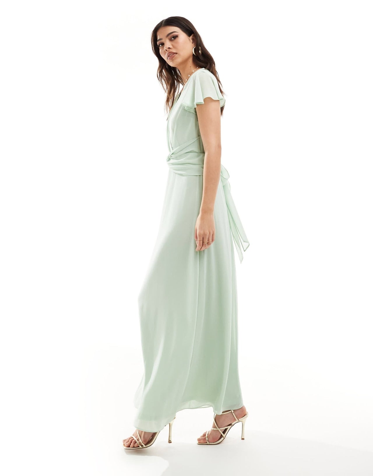 TFNC Bridesmaid wrap front maxi dress in fresh mint - ASOS Sample Sale