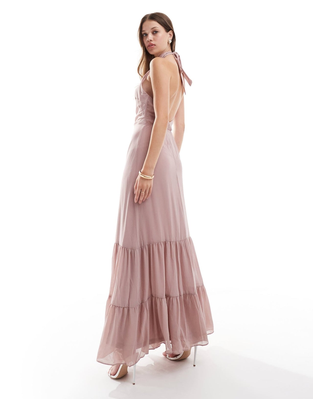 TFNC Bridesmaids halter neck dress in soft pink - ASOS Sample Sale