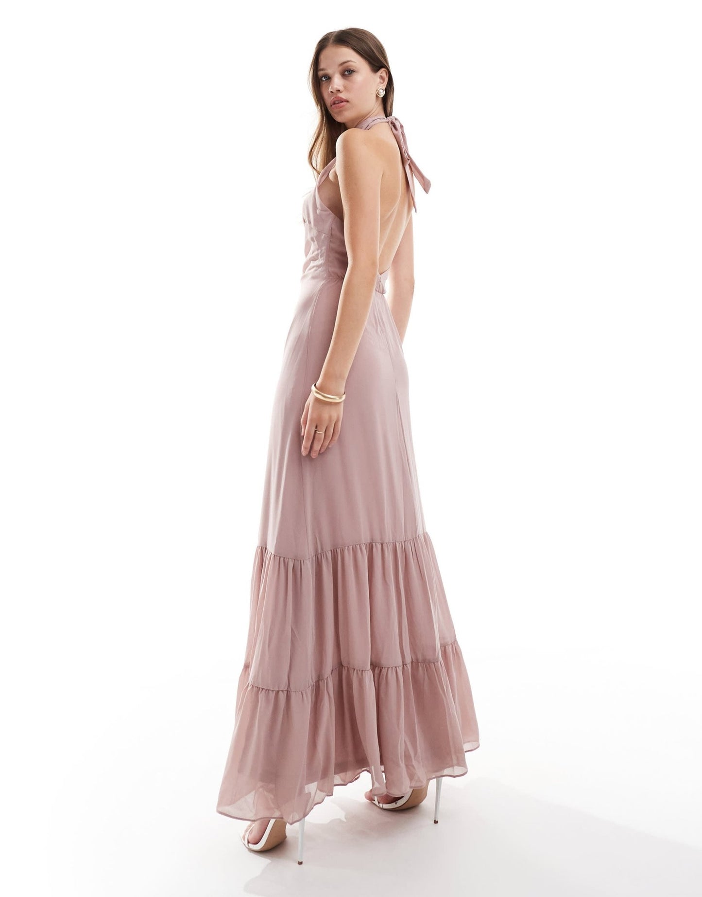 TFNC Bridesmaids halter neck dress in soft pink - ASOS Sample Sale