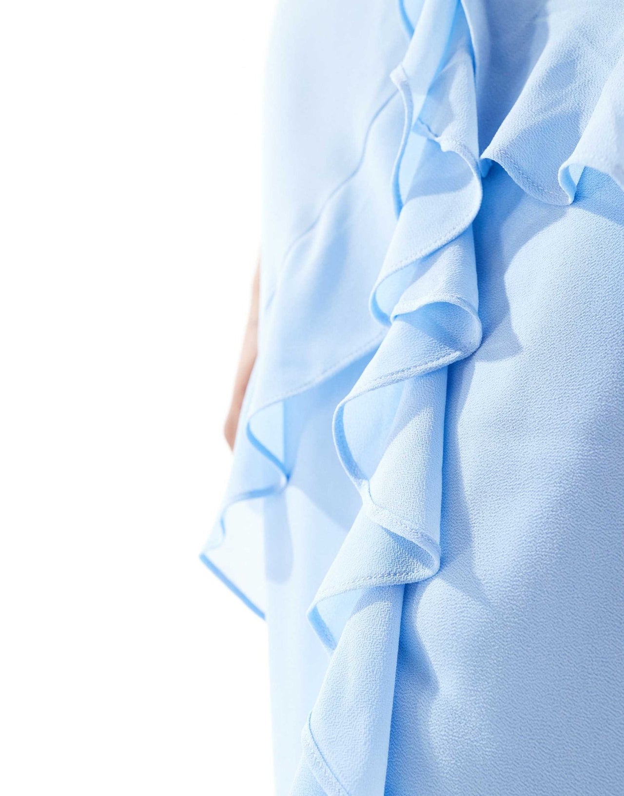 TFNC Bridesmaids Tall chiffon halterneck frill maxi dress in powder blue - ASOS Sample Sale