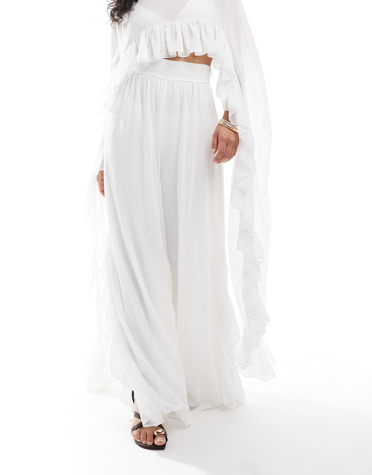 TFNC chiffon high waisted trousers in cream co-ord - ASOS Sample Sale