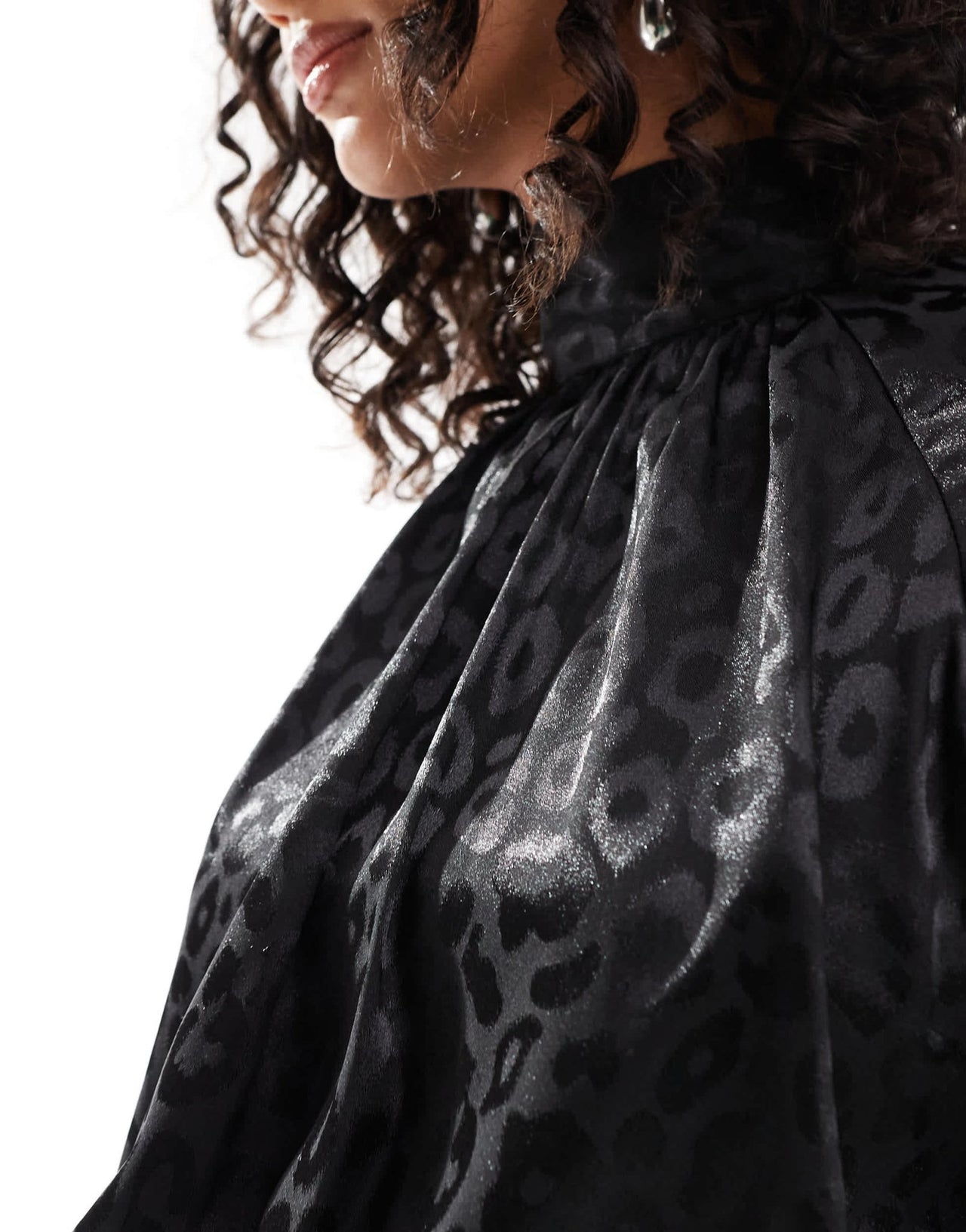 TFNC high neck satin jumpsuit with long sleeves in black - ASOS Sample Sale