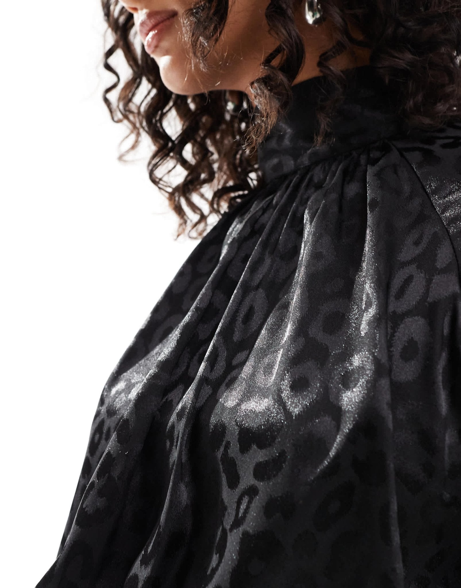 TFNC high neck satin jumpsuit with long sleeves in black - ASOS Sample Sale