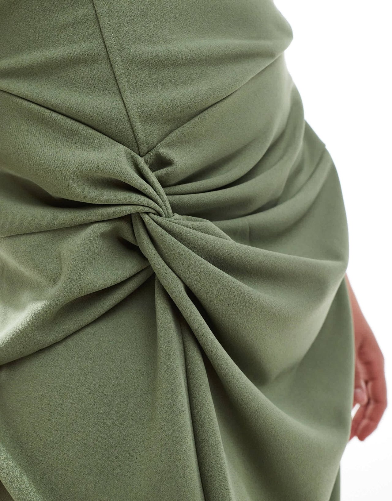 TFNC Plus Bridesmaid fallen shoulder maxi dress with split in dark green - ASOS Sample Sale