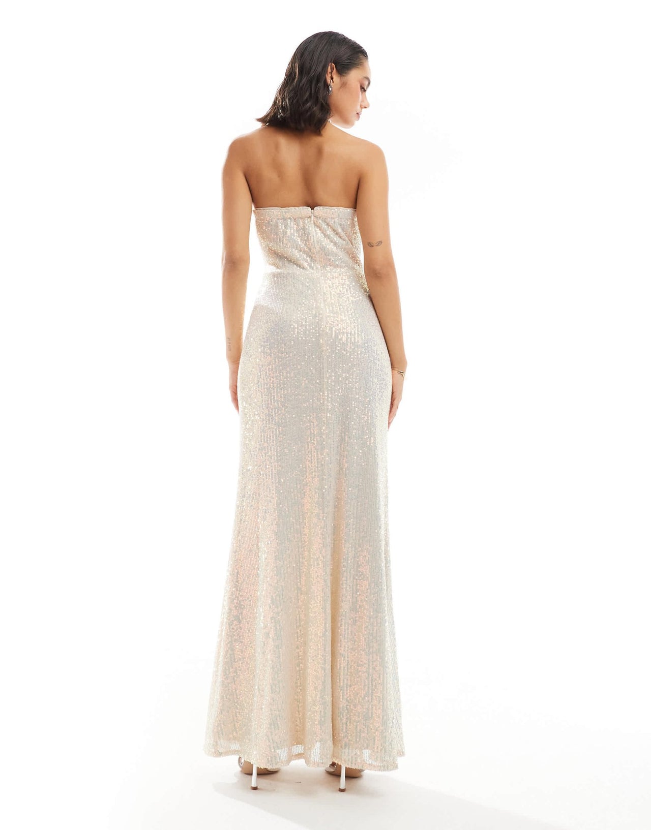 TFNC sequin strapless maxi dress in iridescent gold - ASOS Sample Sale