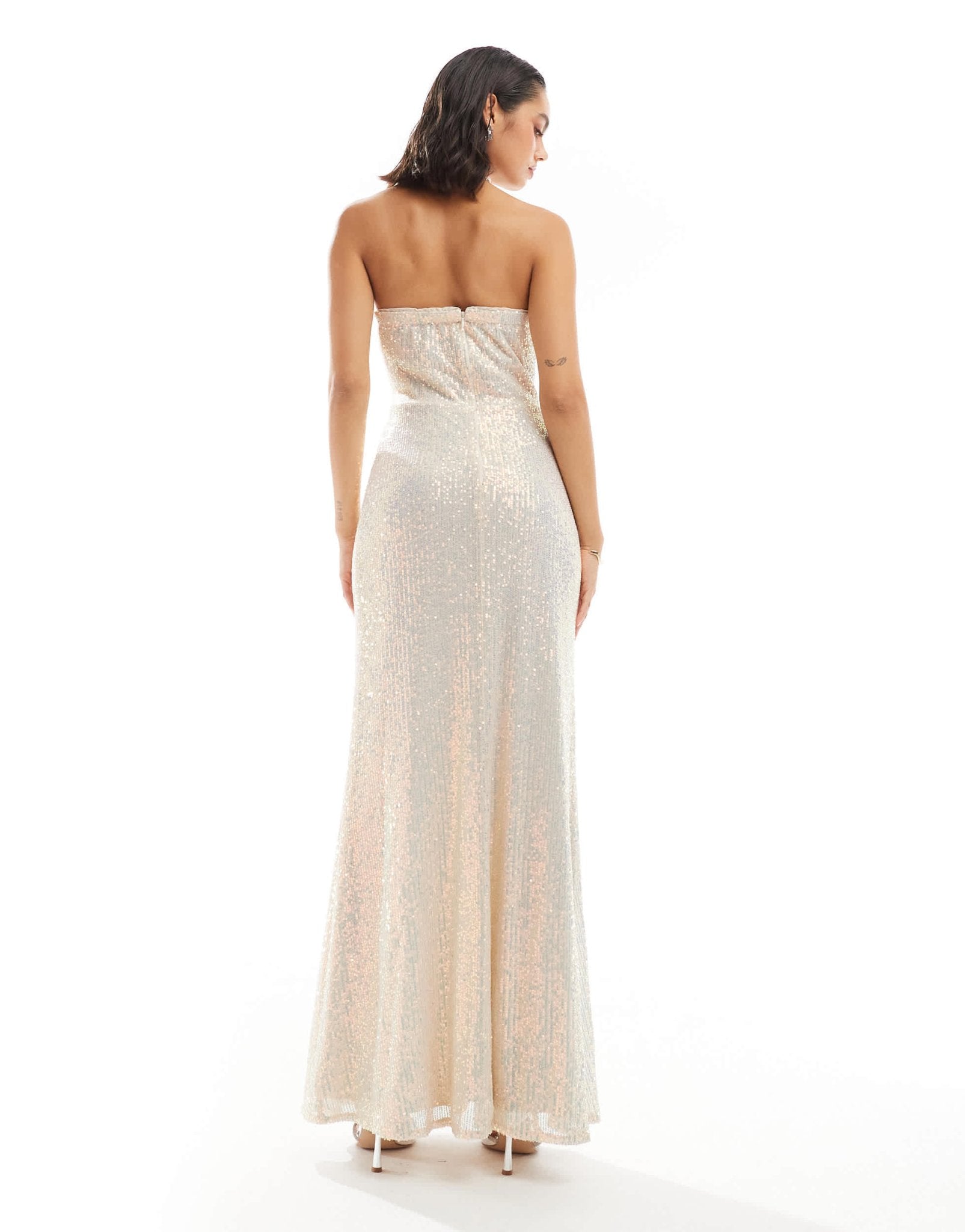 TFNC sequin strapless maxi dress in iridescent gold - ASOS Sample Sale
