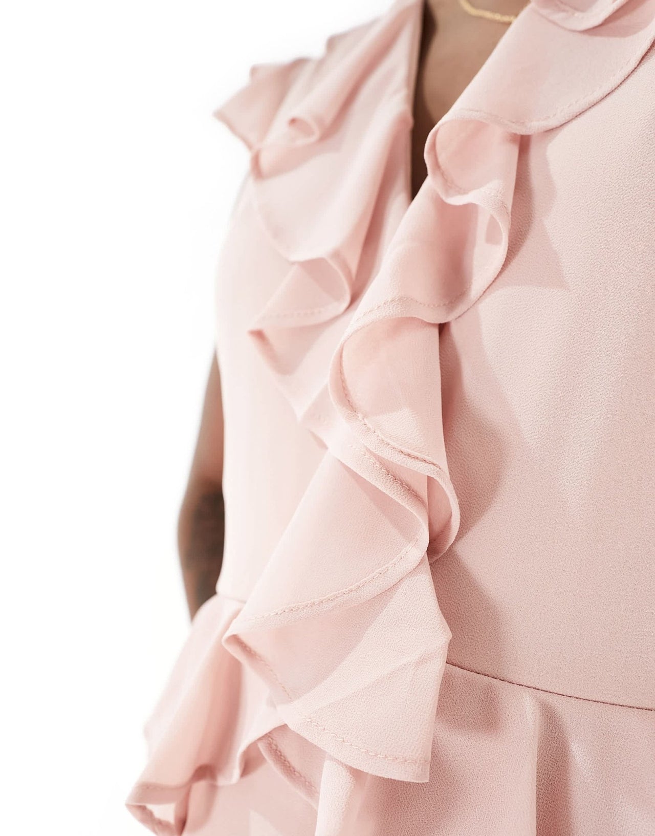 TFNC Tall Bridesmaid chiffon maxi dress with frill detail in mauve - ASOS Sample Sale