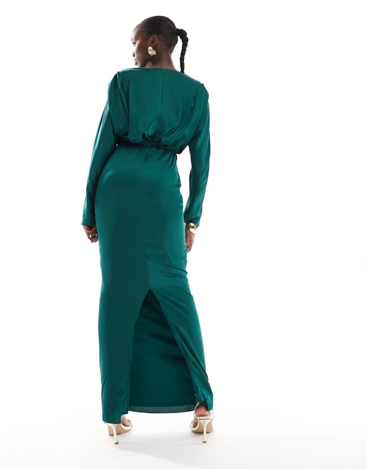 TFNC Tall satin kimono top maxi dress in emerald green - ASOS Sample Sale