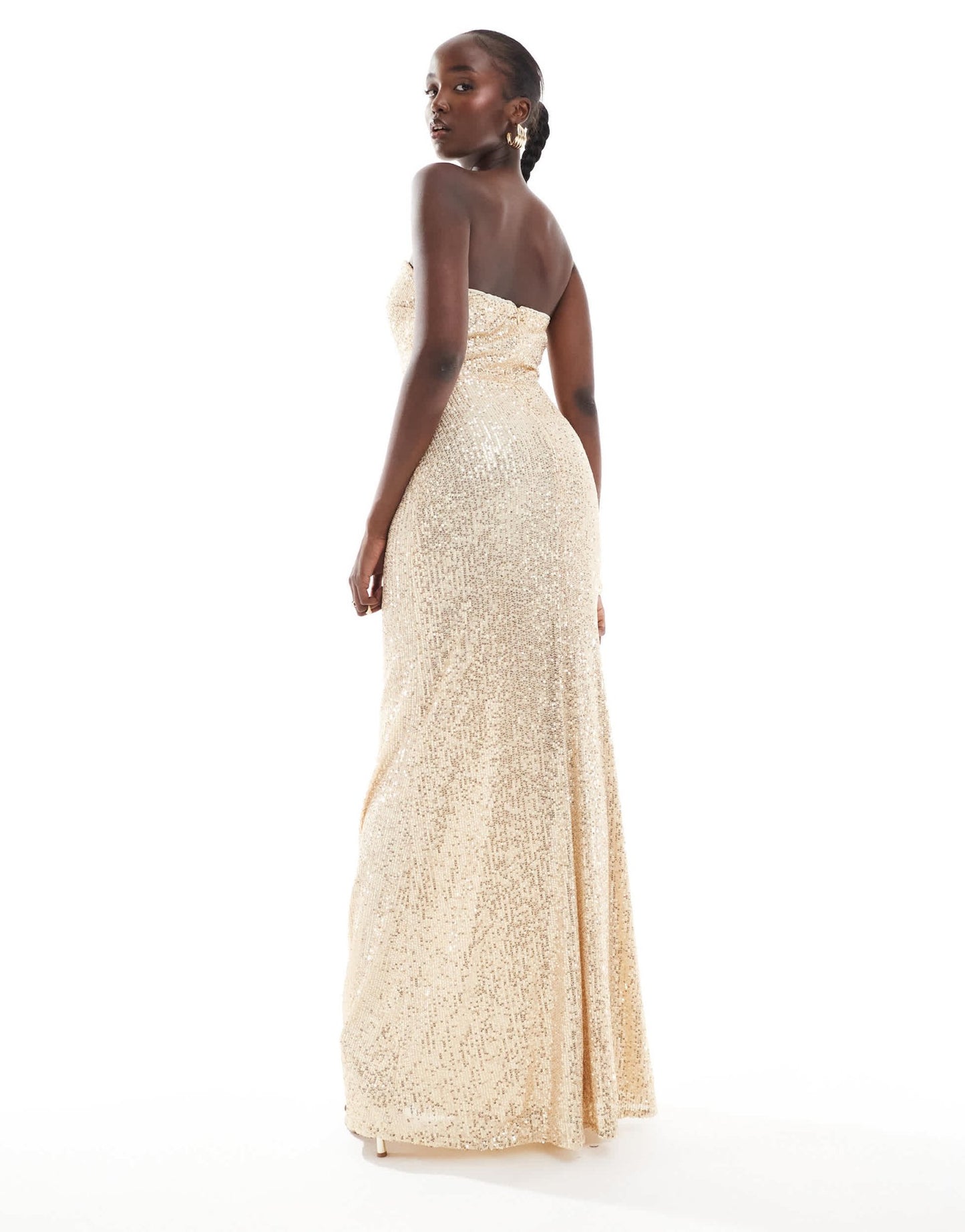 TFNC Tall sequin strapless maxi dress in gold - ASOS Sample Sale