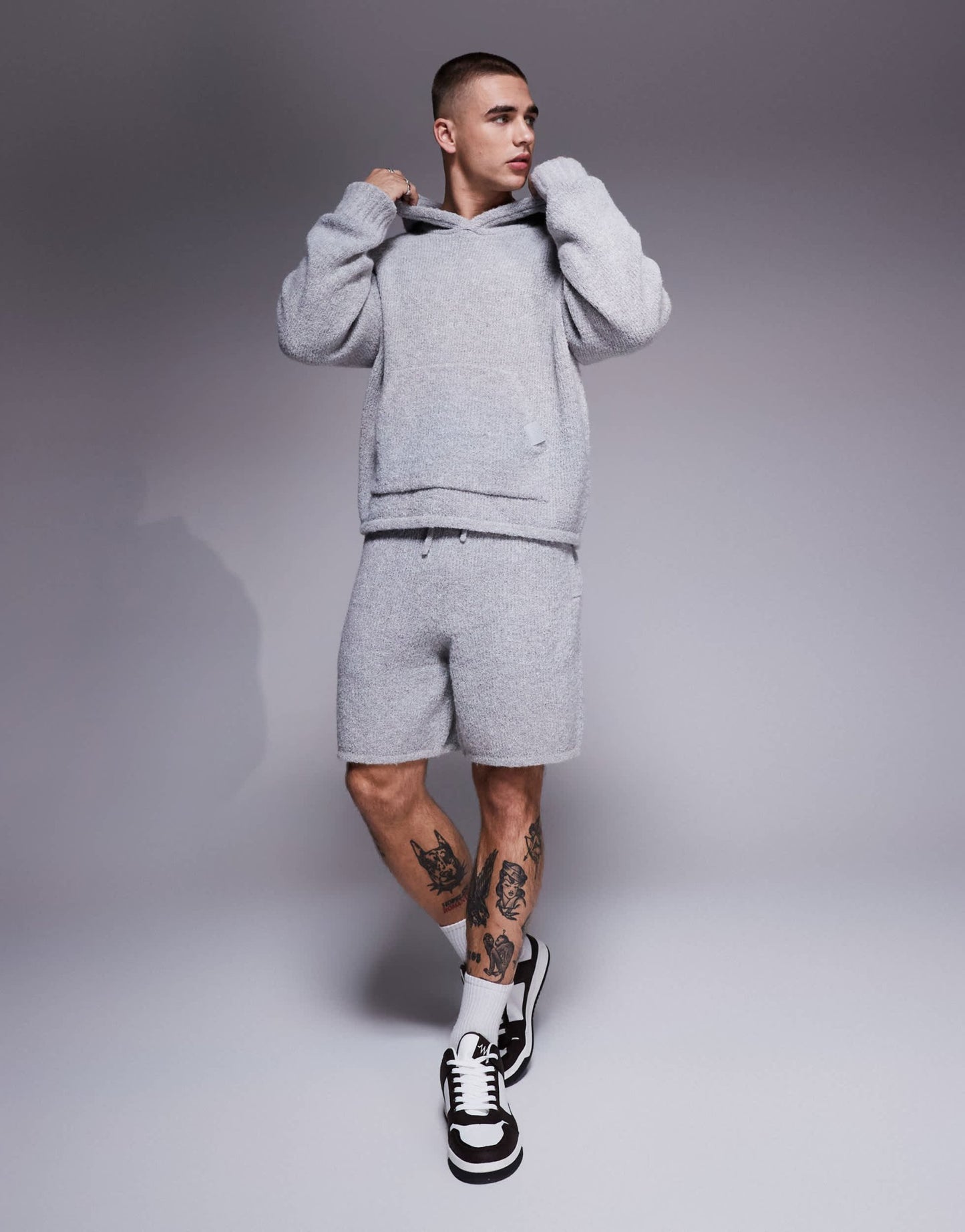 The Couture Club co - ord boucle knit shorts in grey marl - ASOS Sample Sale
