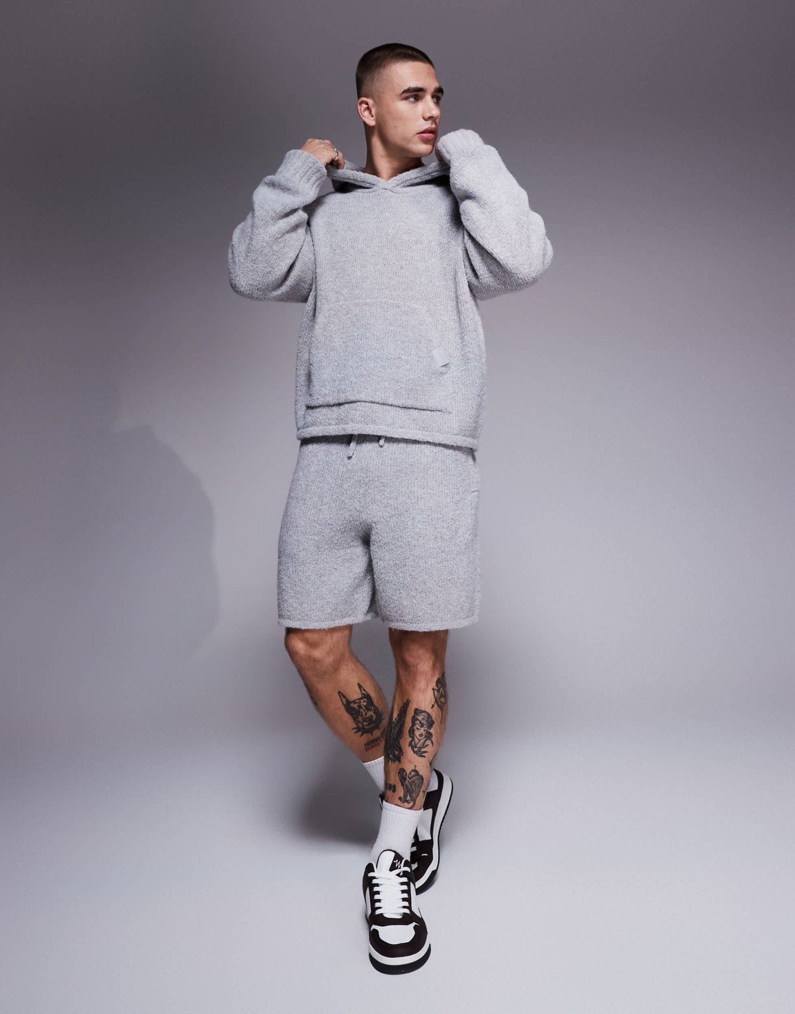 The Couture Club co - ord boucle knit shorts in grey marl - ASOS Sample Sale