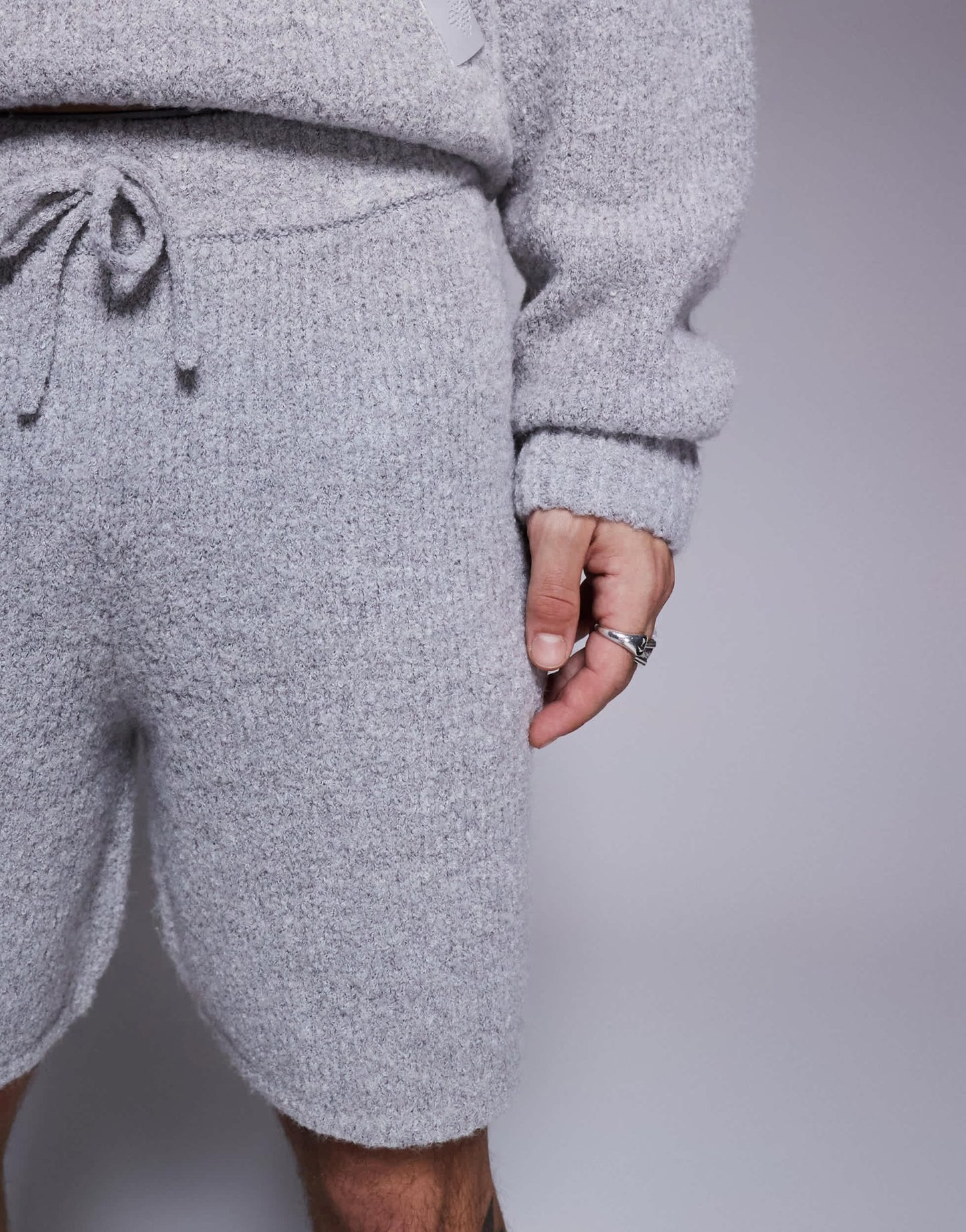 The Couture Club co - ord boucle knit shorts in grey marl - ASOS Sample Sale
