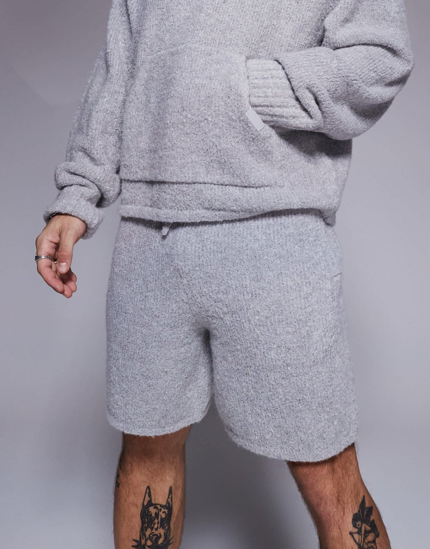 The Couture Club co - ord boucle knit shorts in grey marl - ASOS Sample Sale
