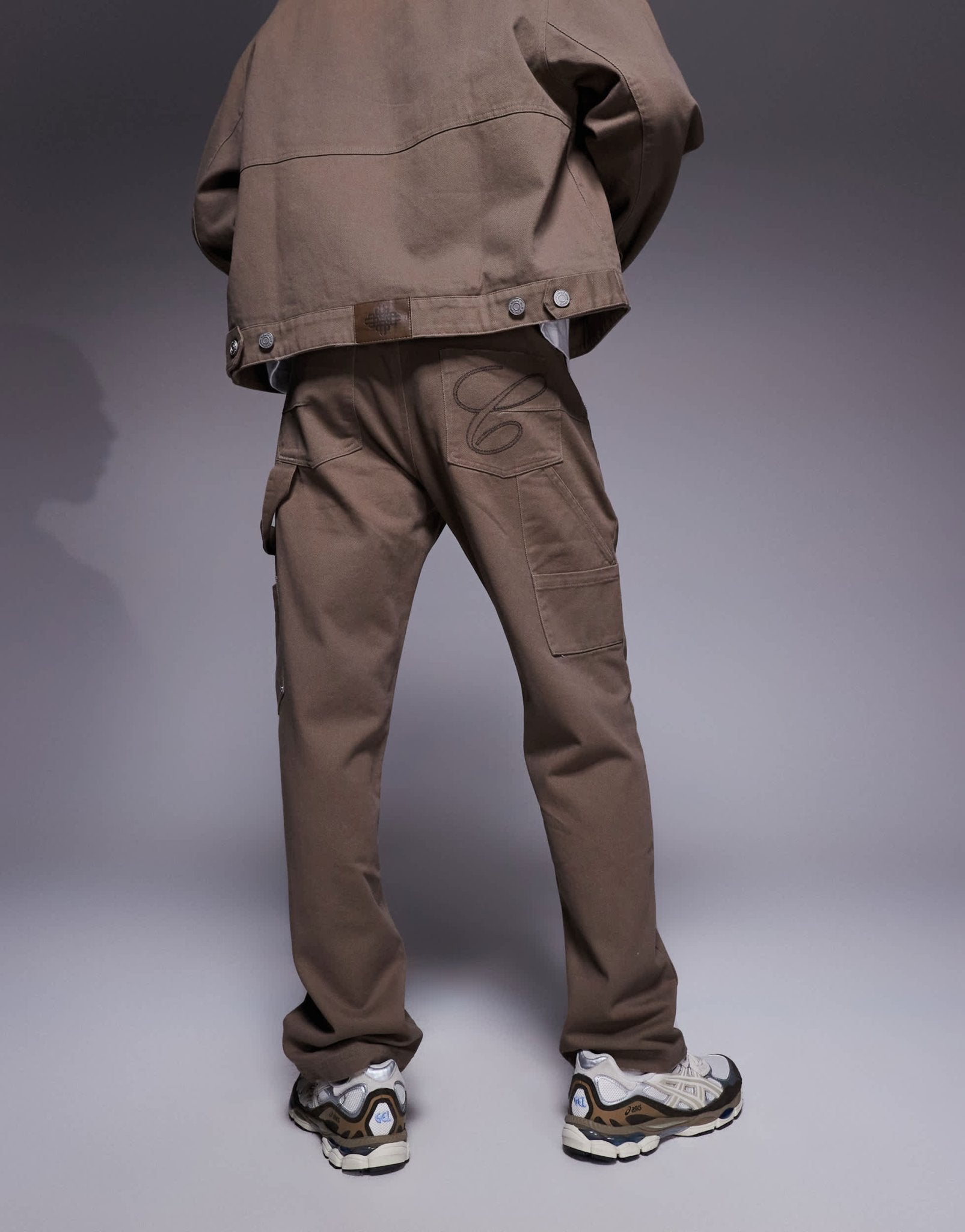 The Couture Club co - ord twill double patch trousers in washed brown - ASOS Sample Sale