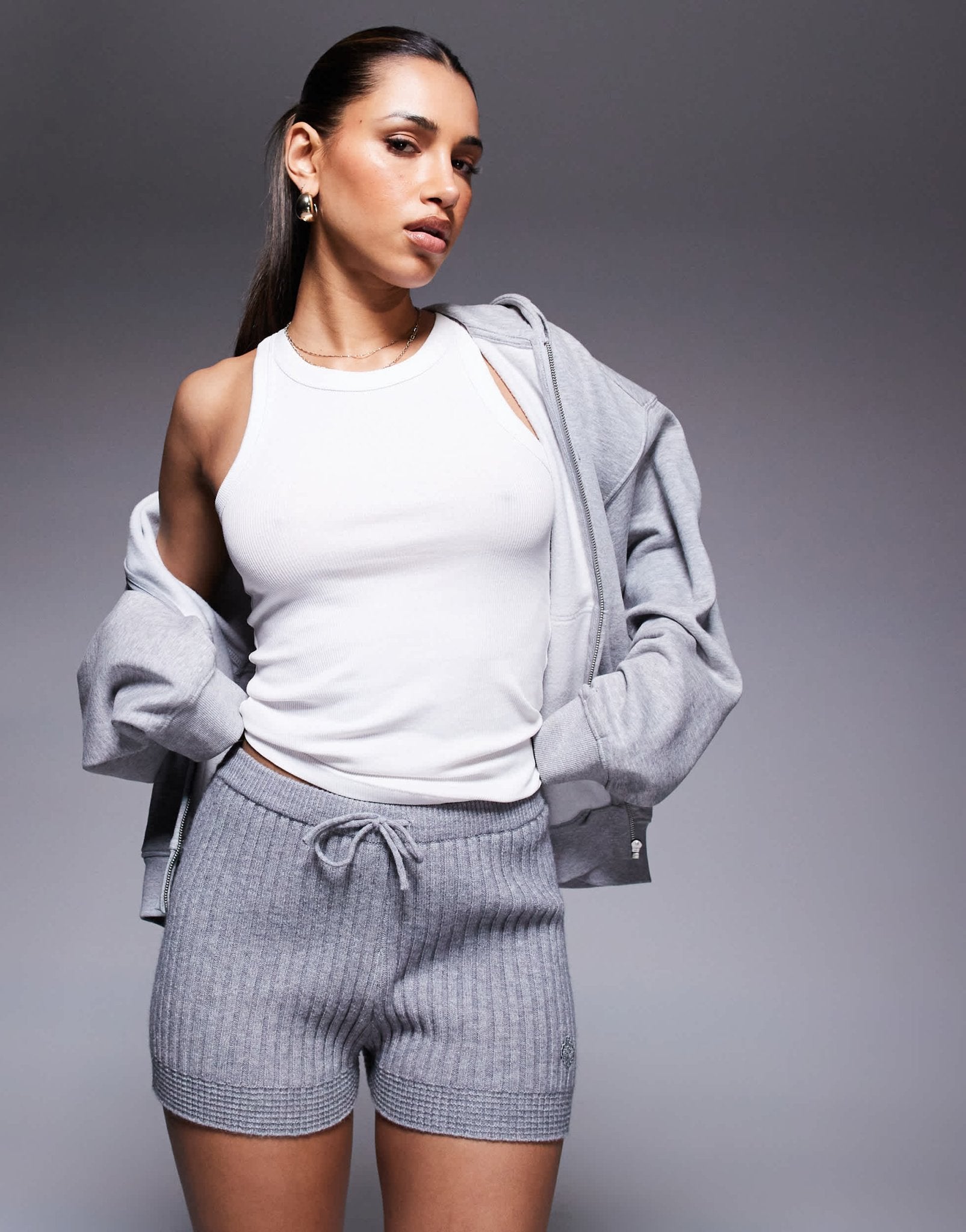 The Couture Club knitted shorts in grey - ASOS Sample Sale