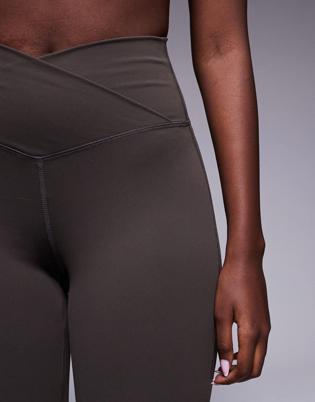 The Couture Club sculpting stretch emblem flare leggings in chocolate - ASOS Sample Sale
